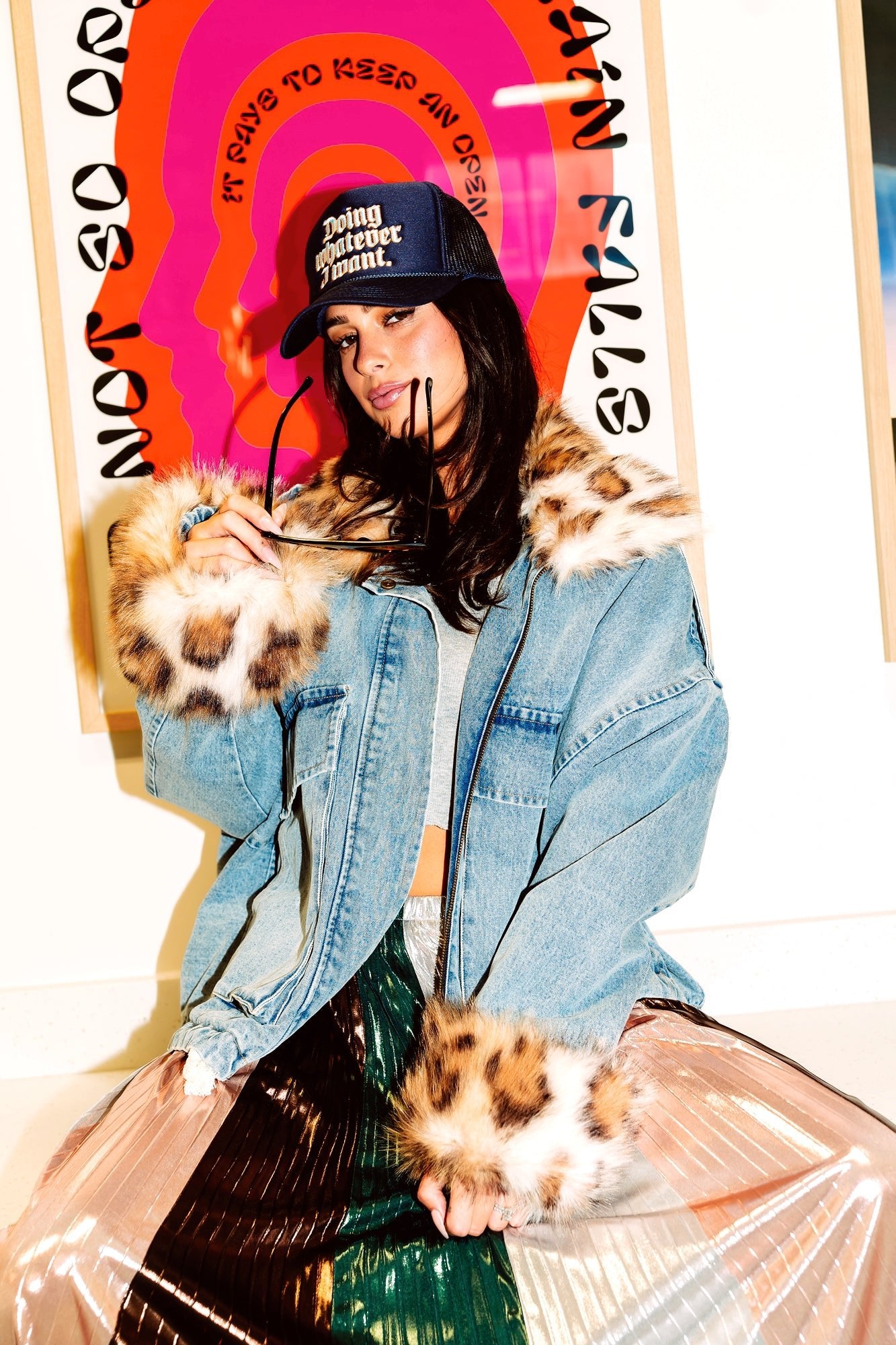 Rebellion Oversized Denim Trucker Jacket with Faux Fur - Dressed in Lala