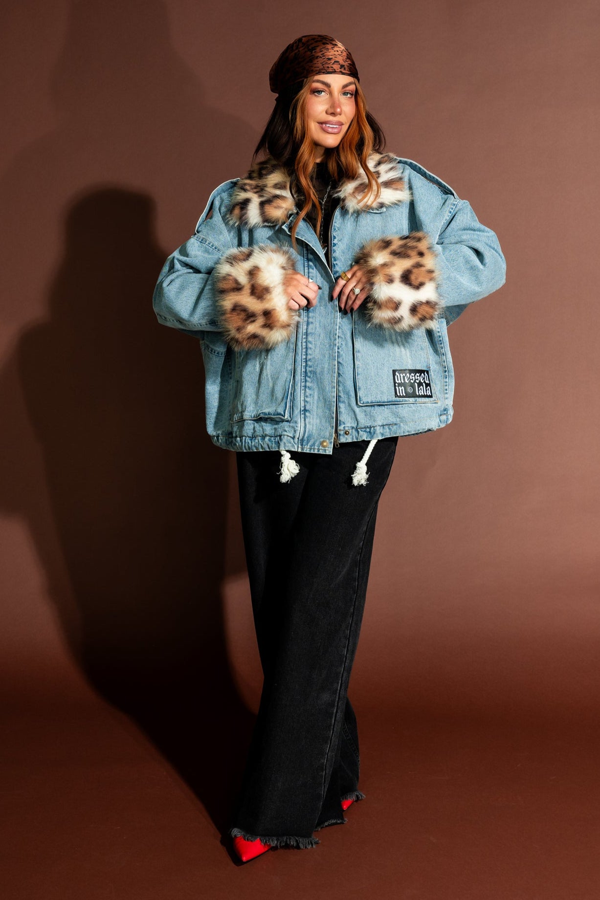 Rebellion Oversized Denim Trucker Jacket with Faux Fur - Dressed in Lala