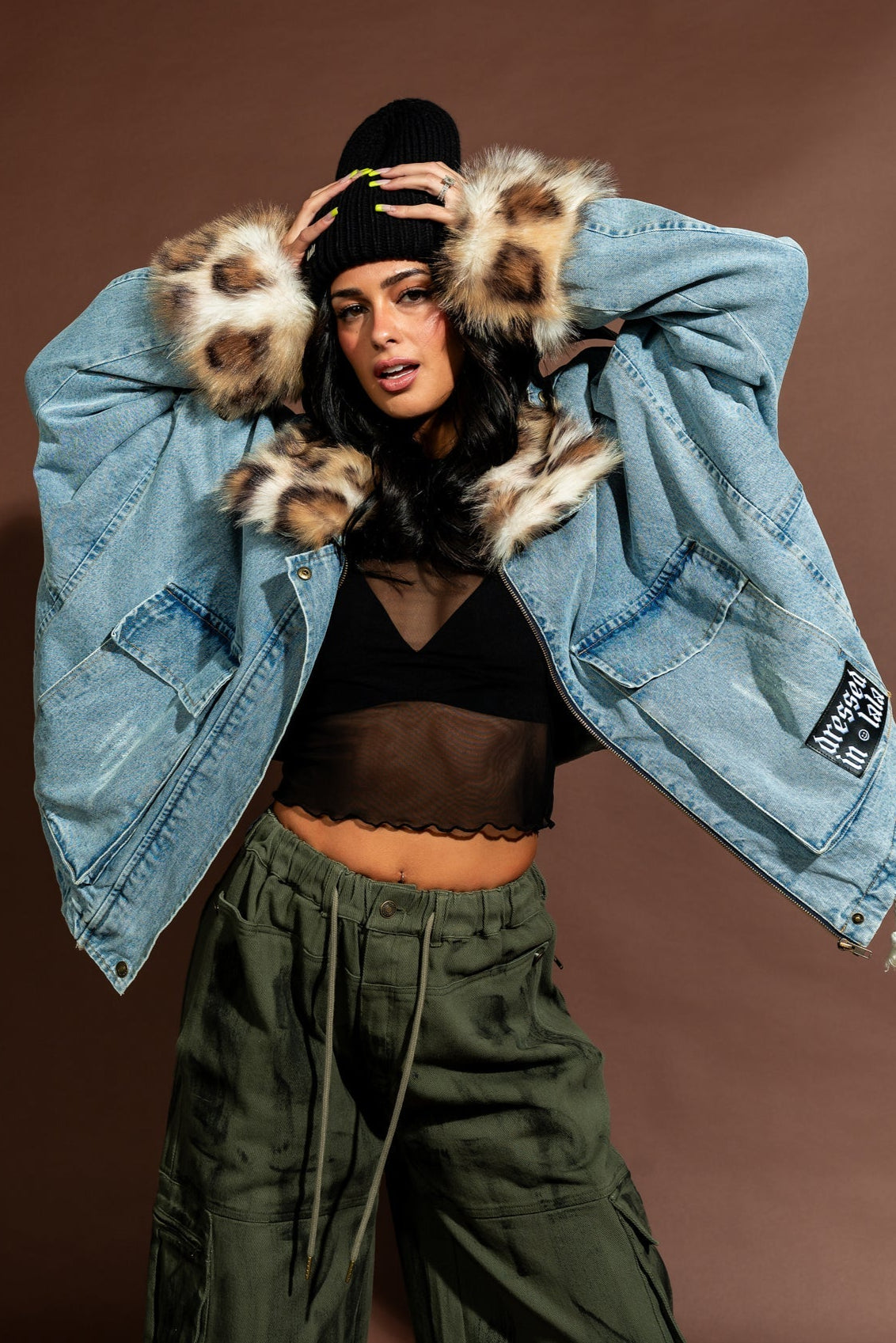 Rebellion Oversized Denim Trucker Jacket with Faux Fur - Dressed in Lala