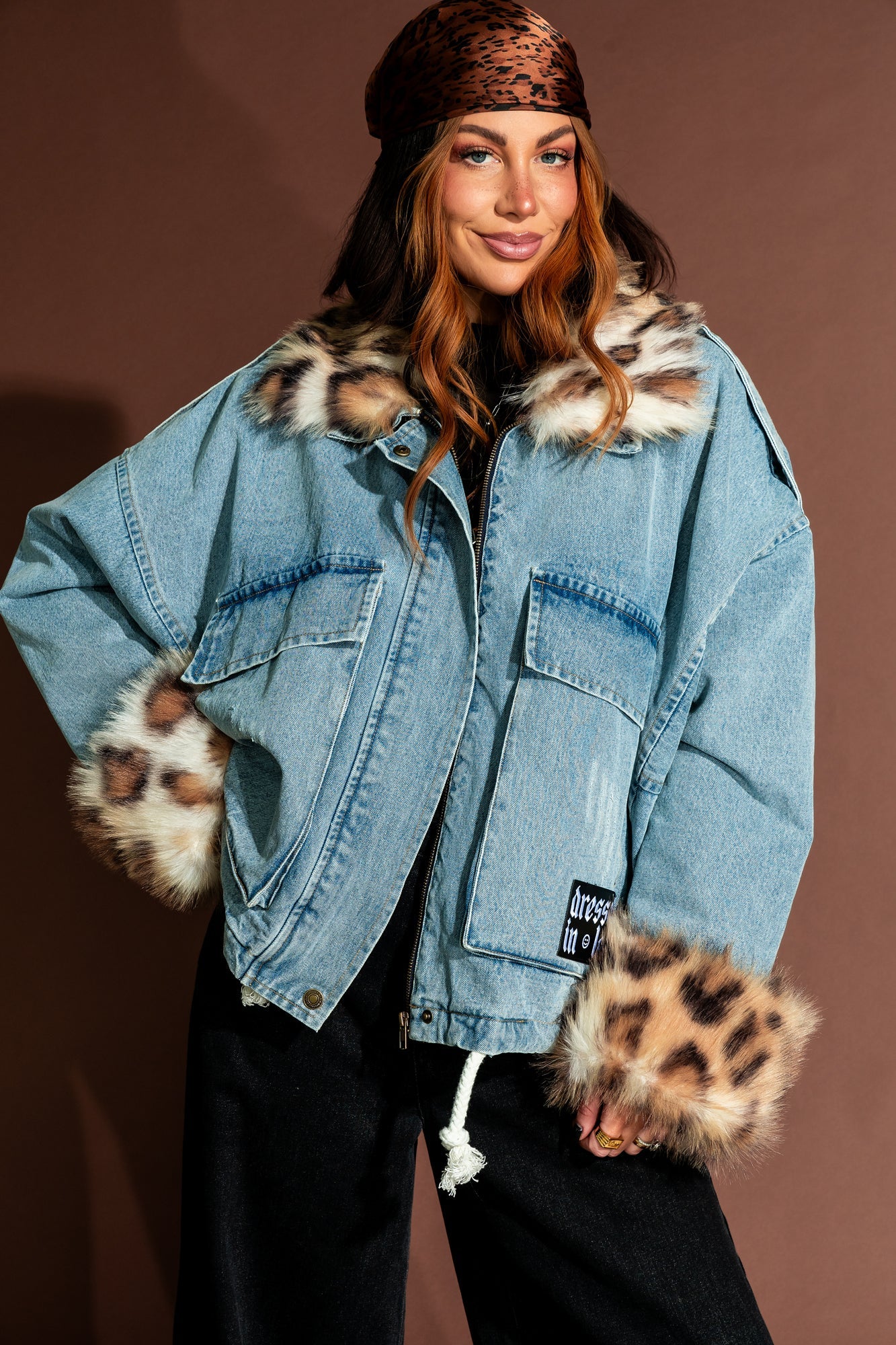 Rebellion Oversized Denim Trucker Jacket with Faux Fur - Dressed in Lala