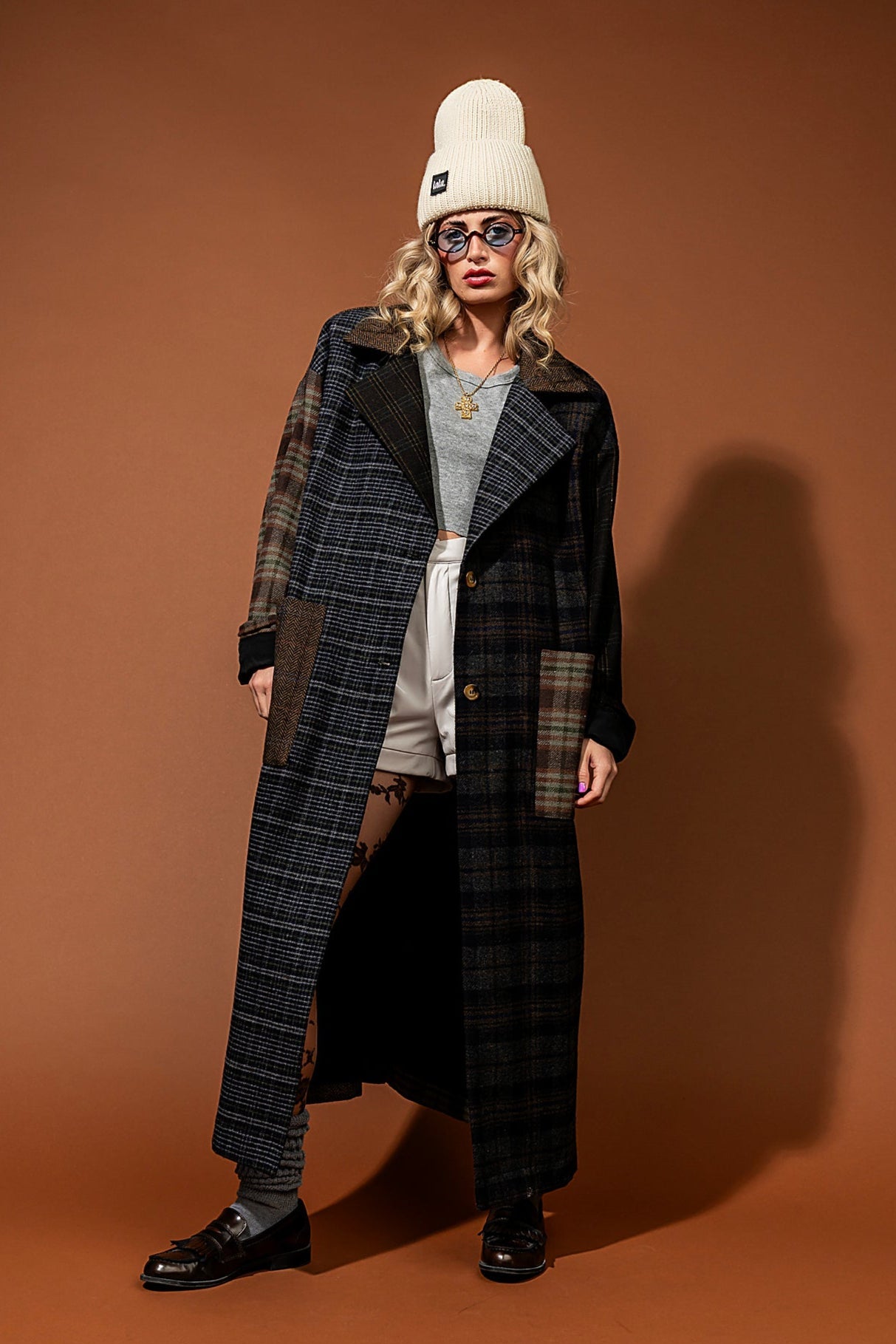 Risk Something Longline Plaid Patchwork Coat - Dressed in Lala