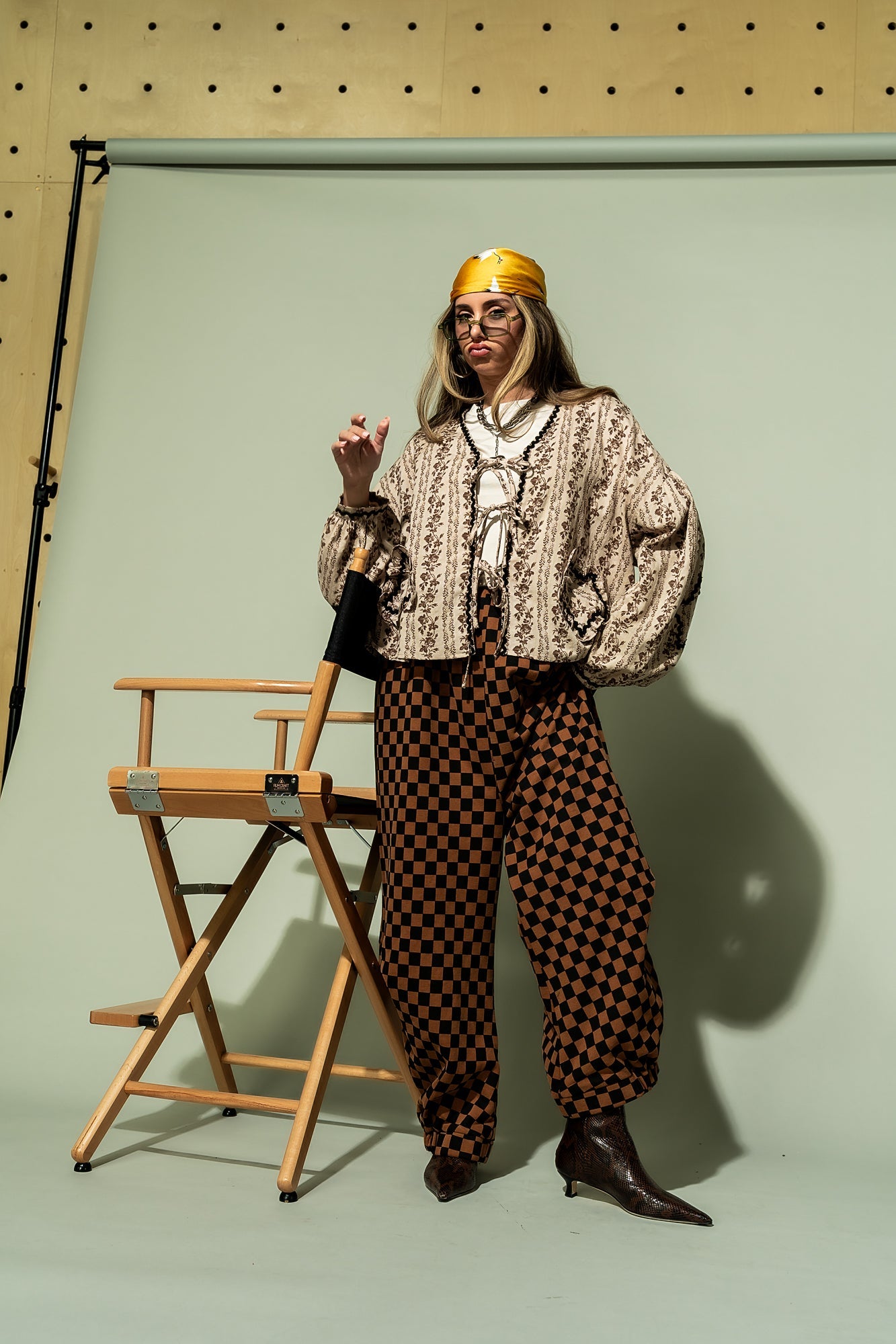 Rocky Harem Pants in Caramel + Black Checkerboard - Dressed in Lala