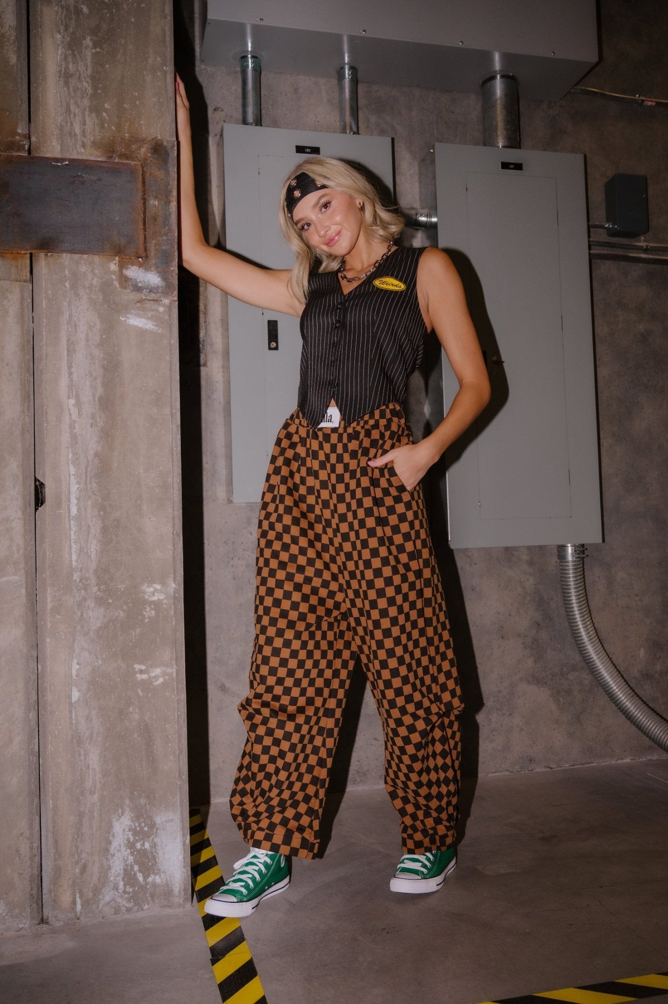 Rocky Harem Pants in Caramel + Black Checkerboard - Dressed in Lala