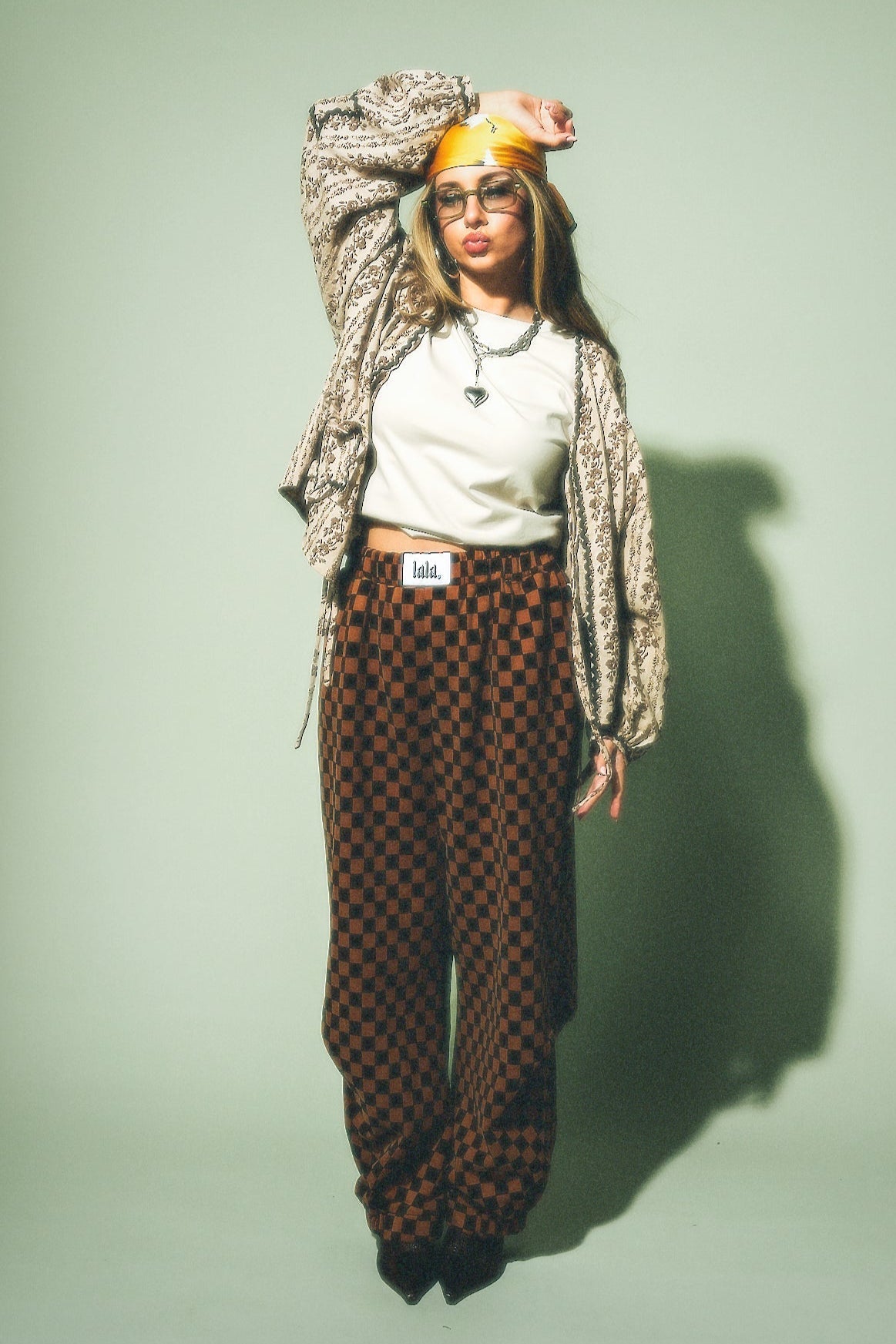 Rocky Harem Pants in Caramel + Black Checkerboard - Dressed in Lala