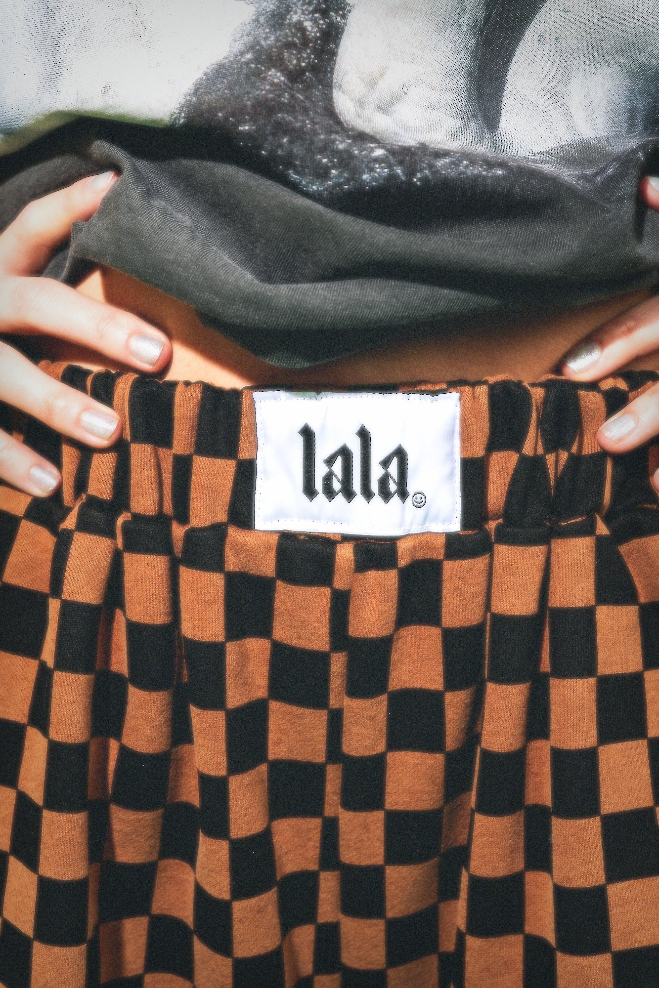 Rocky Harem Pants in Caramel + Black Checkerboard - Dressed in Lala