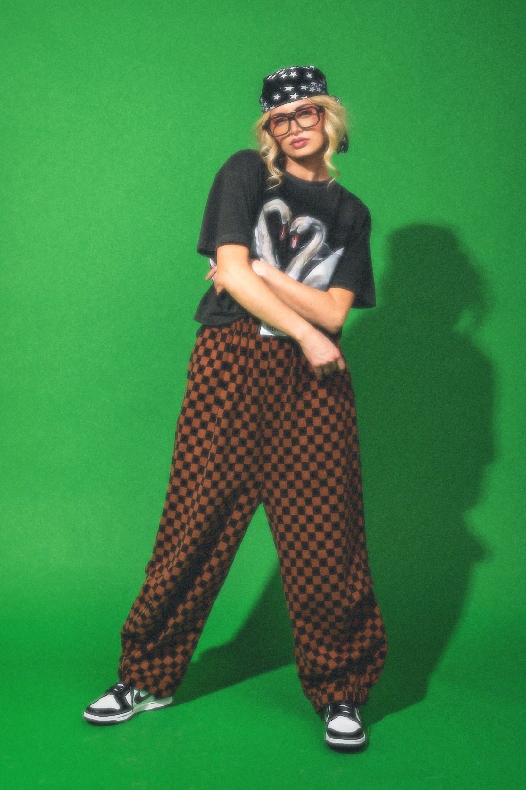 Rocky Harem Pants in Caramel + Black Checkerboard - Dressed in Lala