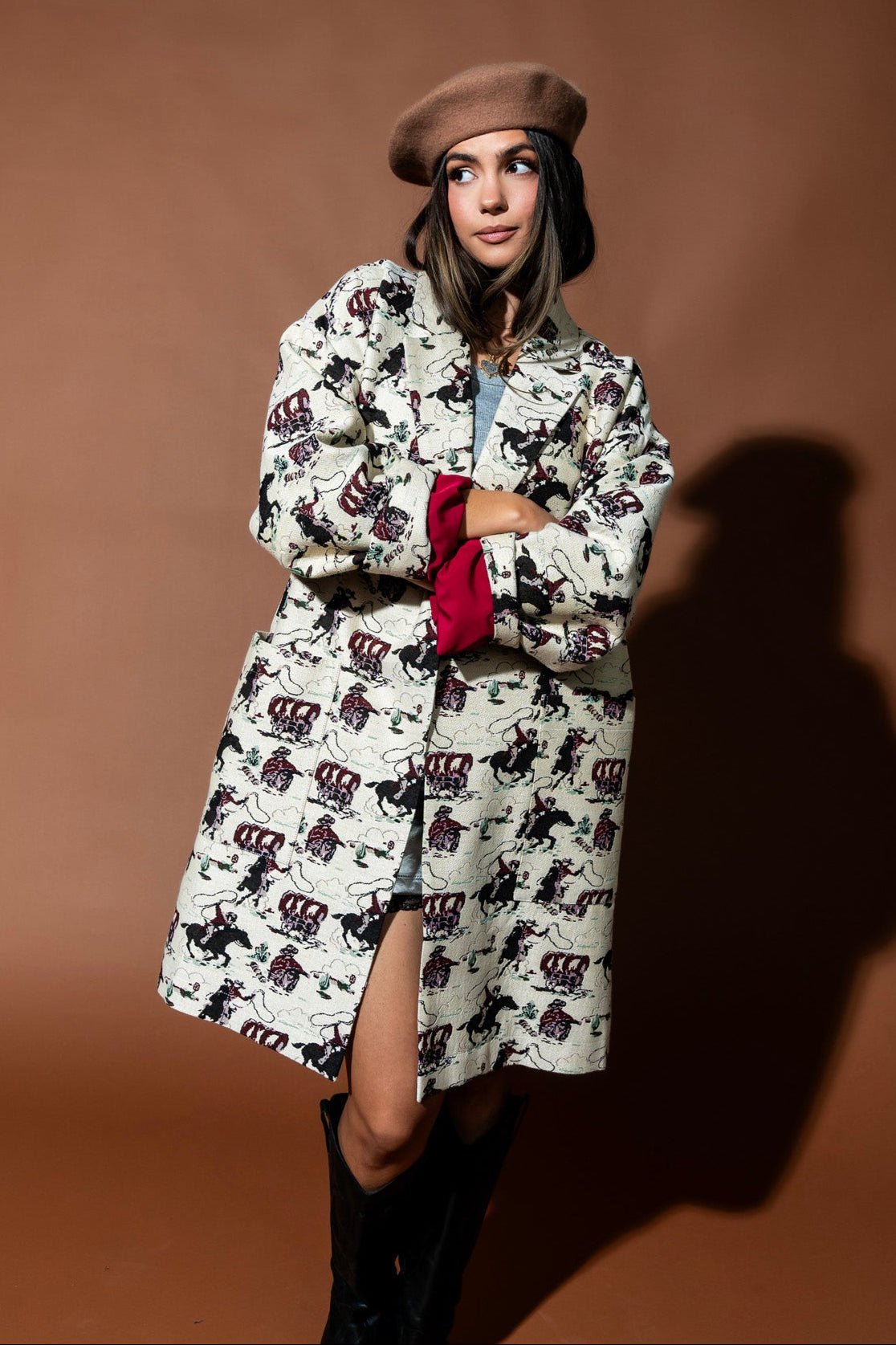 Scorpio Coat in Giddy Up Girl Jacquard - Dressed in Lala