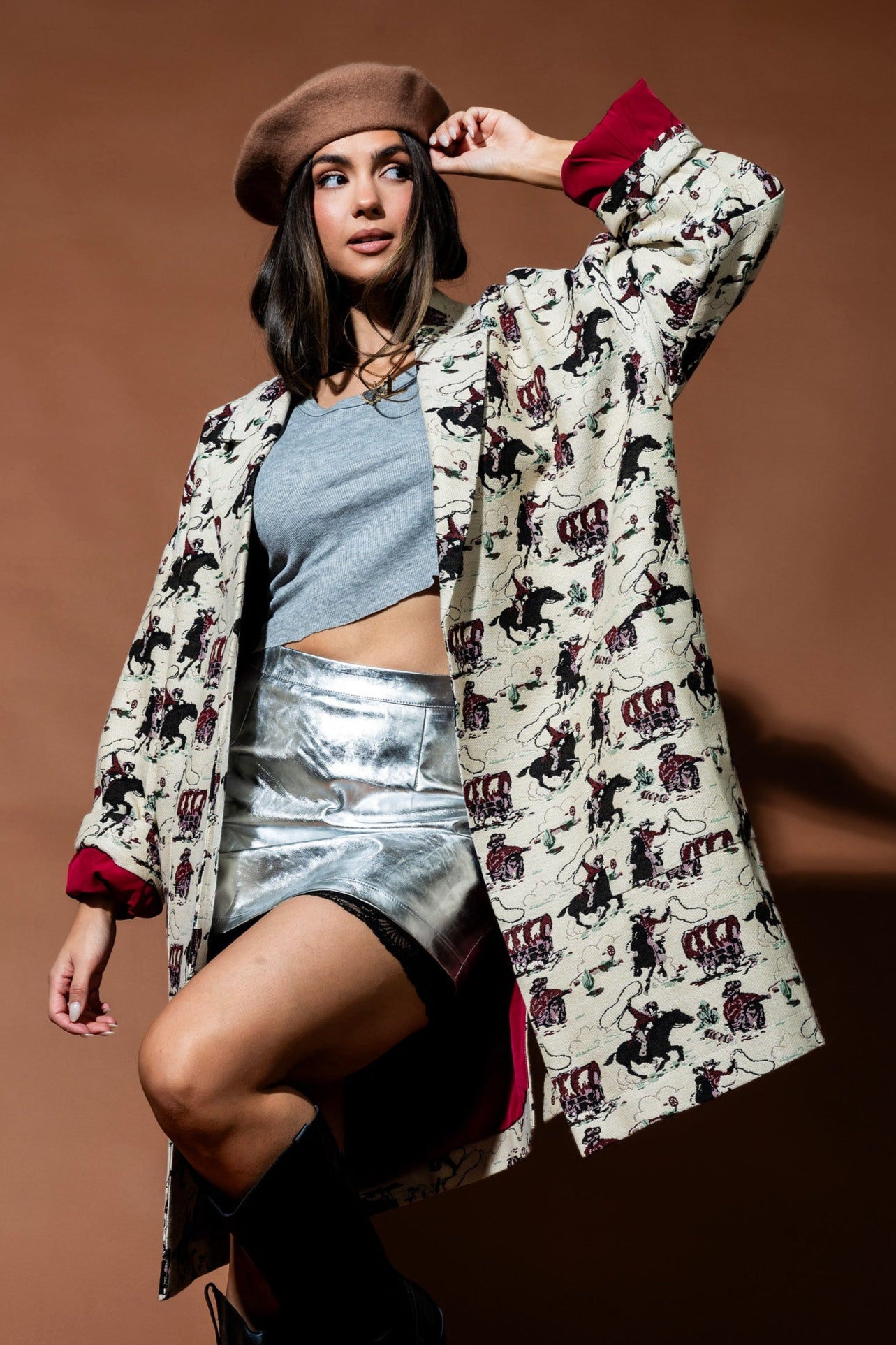 Scorpio Coat in Giddy Up Girl Jacquard - Dressed in Lala