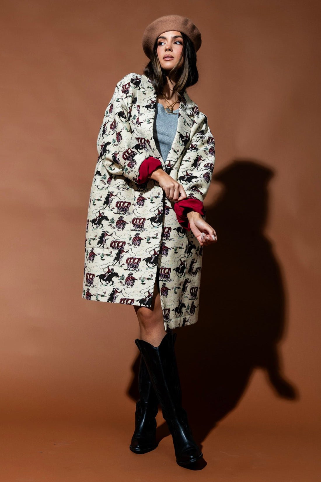 Scorpio Coat in Giddy Up Girl Jacquard - Dressed in Lala