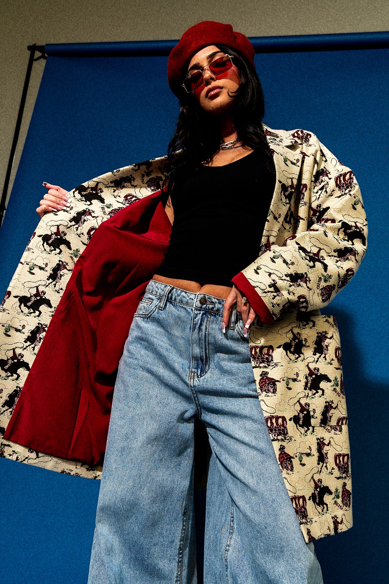 Scorpio Coat in Giddy Up Girl Jacquard - Dressed in Lala