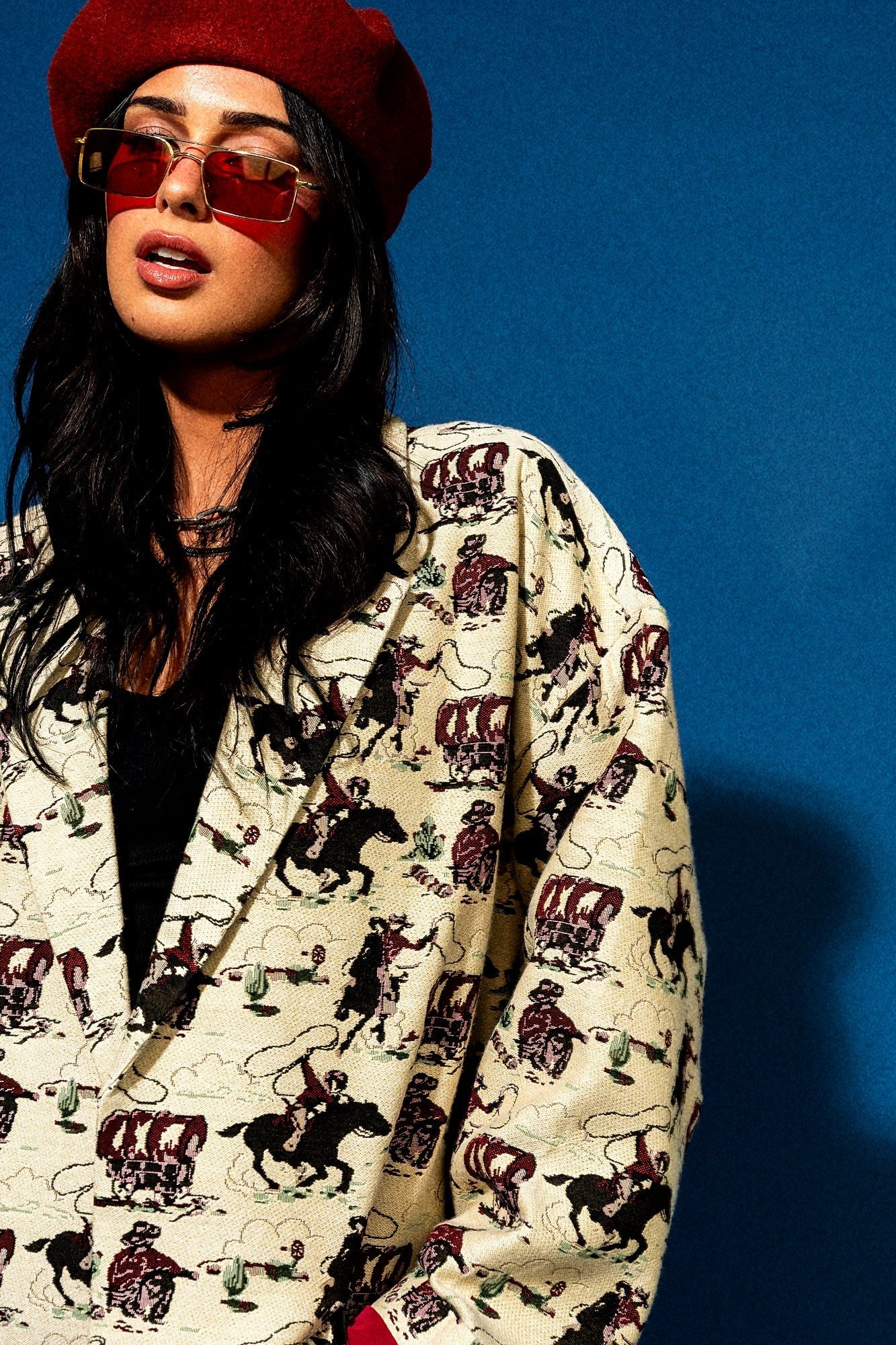 Scorpio Coat in Giddy Up Girl Jacquard - Dressed in Lala