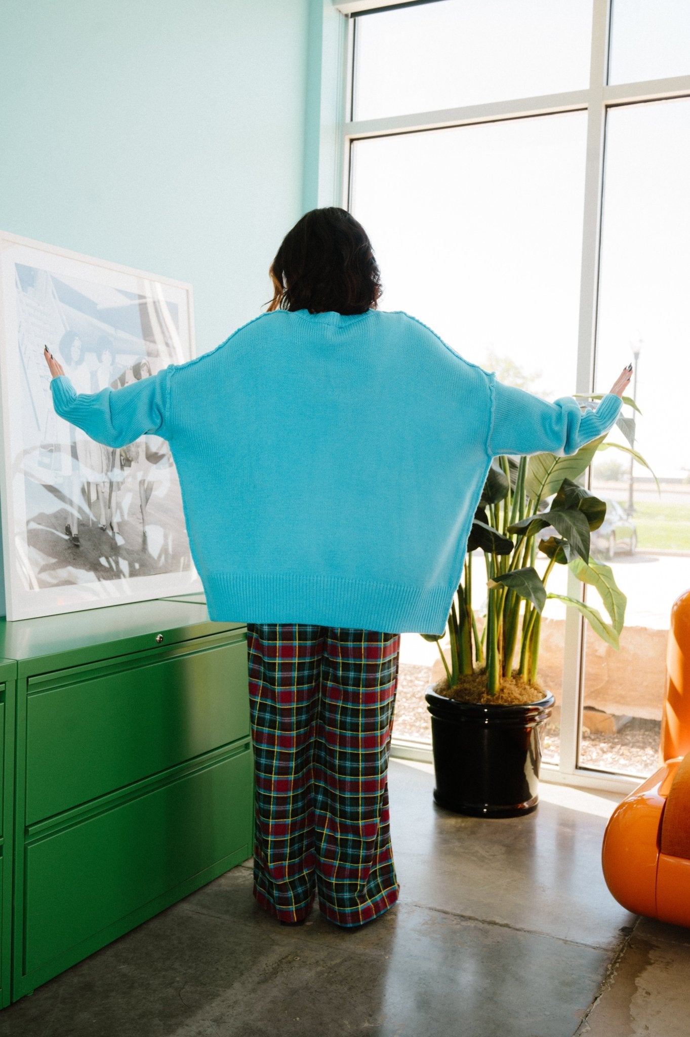 Serotonin Smile Oversized Knit in Blue - Dressed in Lala