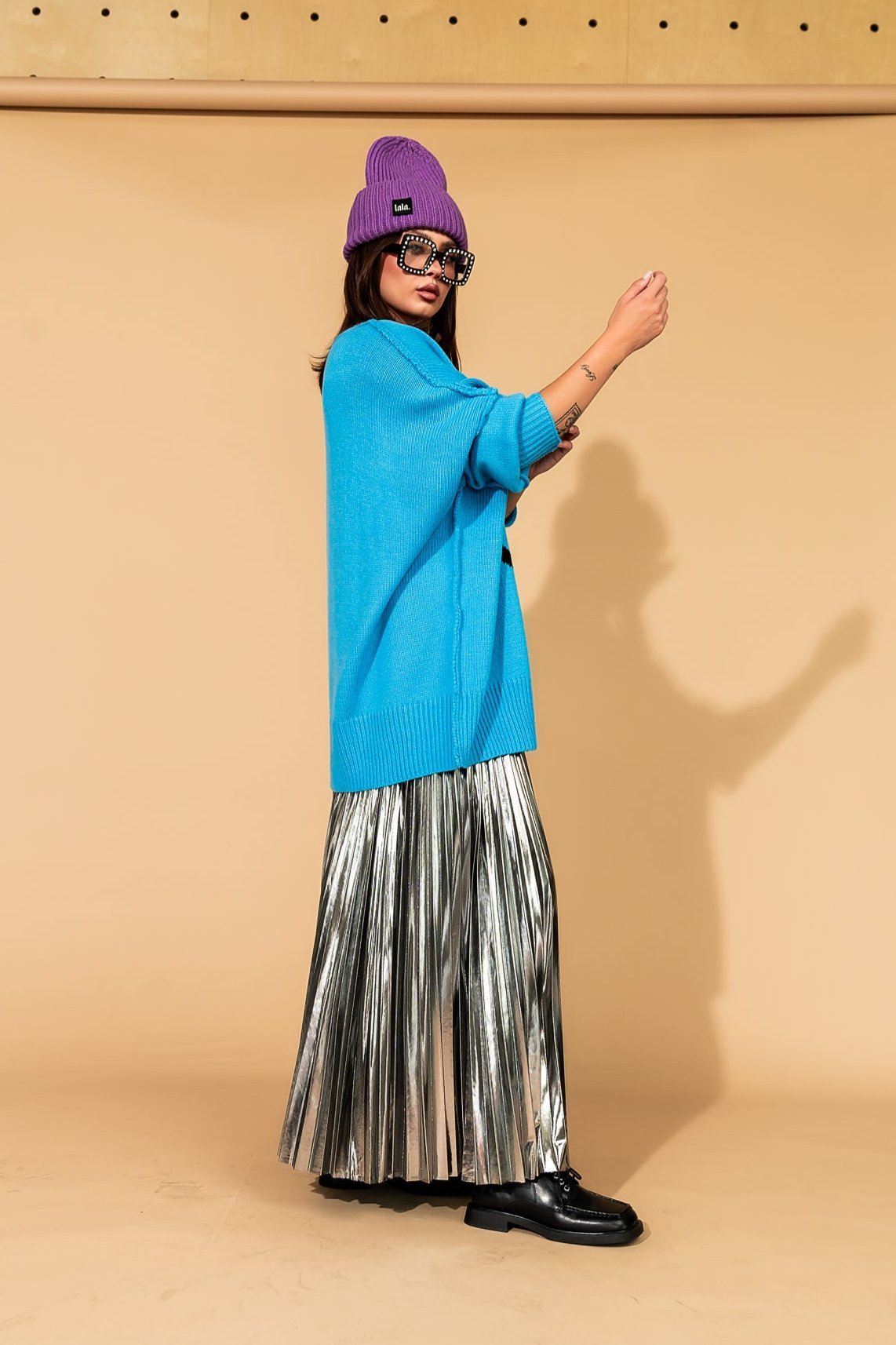 Serotonin Smile Oversized Knit in Blue - Dressed in Lala