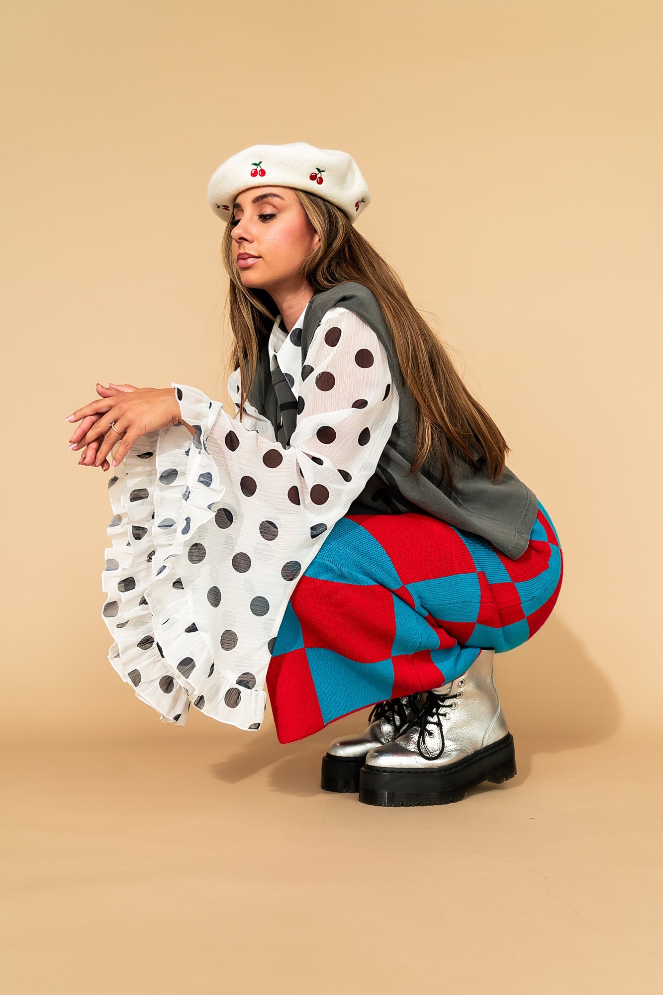 She Is The Moment Cropped Button Up in Polka Dot - Dressed in Lala