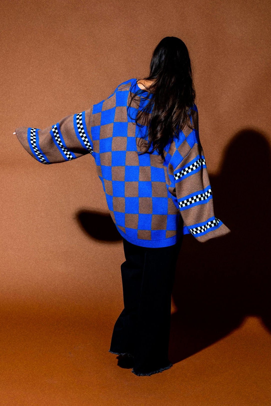 So Money Oversized Checkerboard Knit - Dressed in Lala
