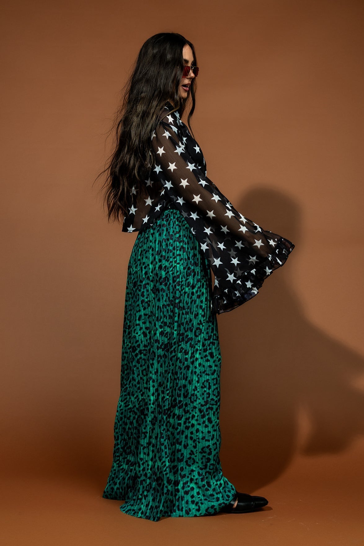 Starry Eyed and Sleep Deprived Cropped Chiffon Button Up - Dressed in Lala