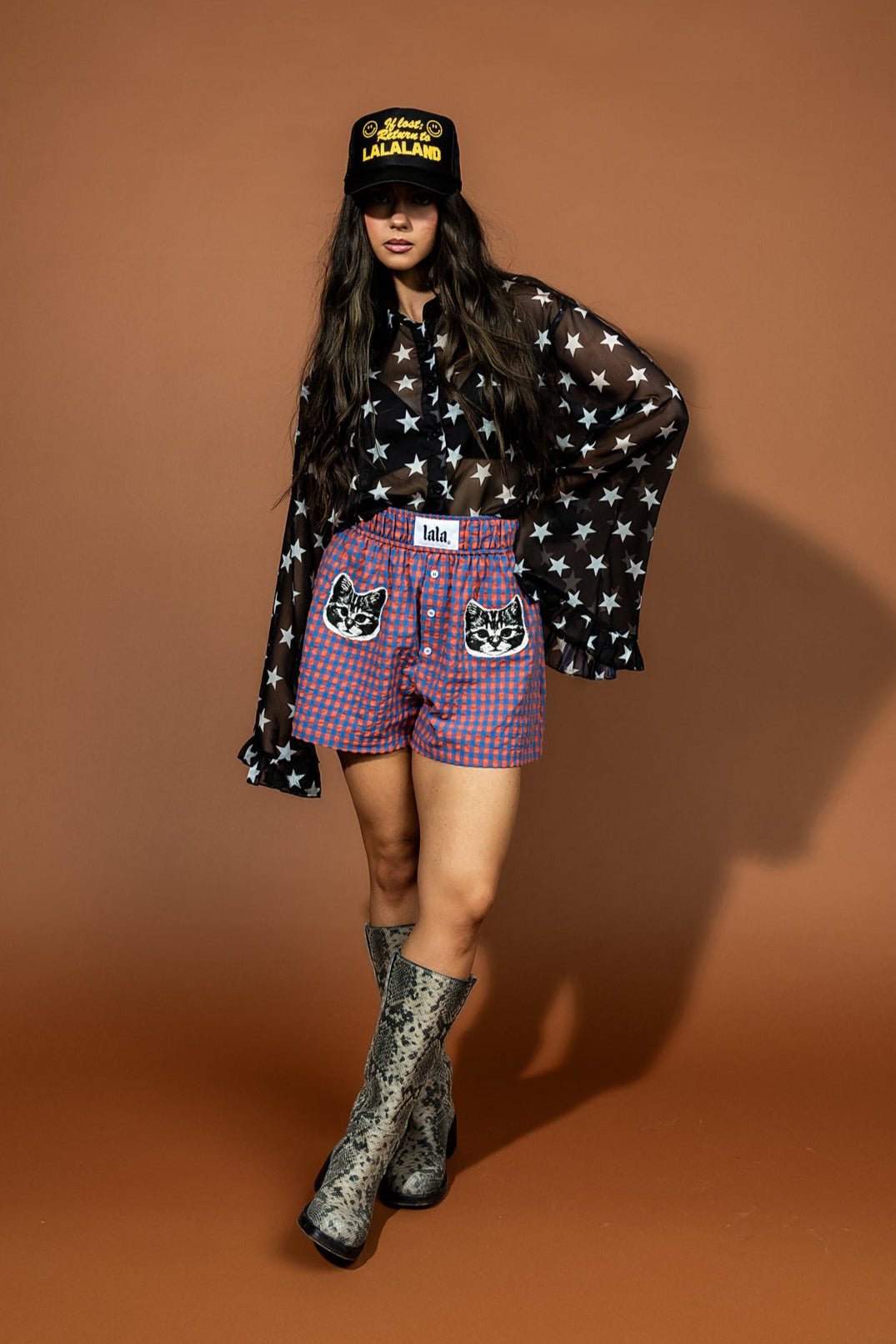 Starry Eyed and Sleep Deprived Cropped Chiffon Button Up - Dressed in Lala