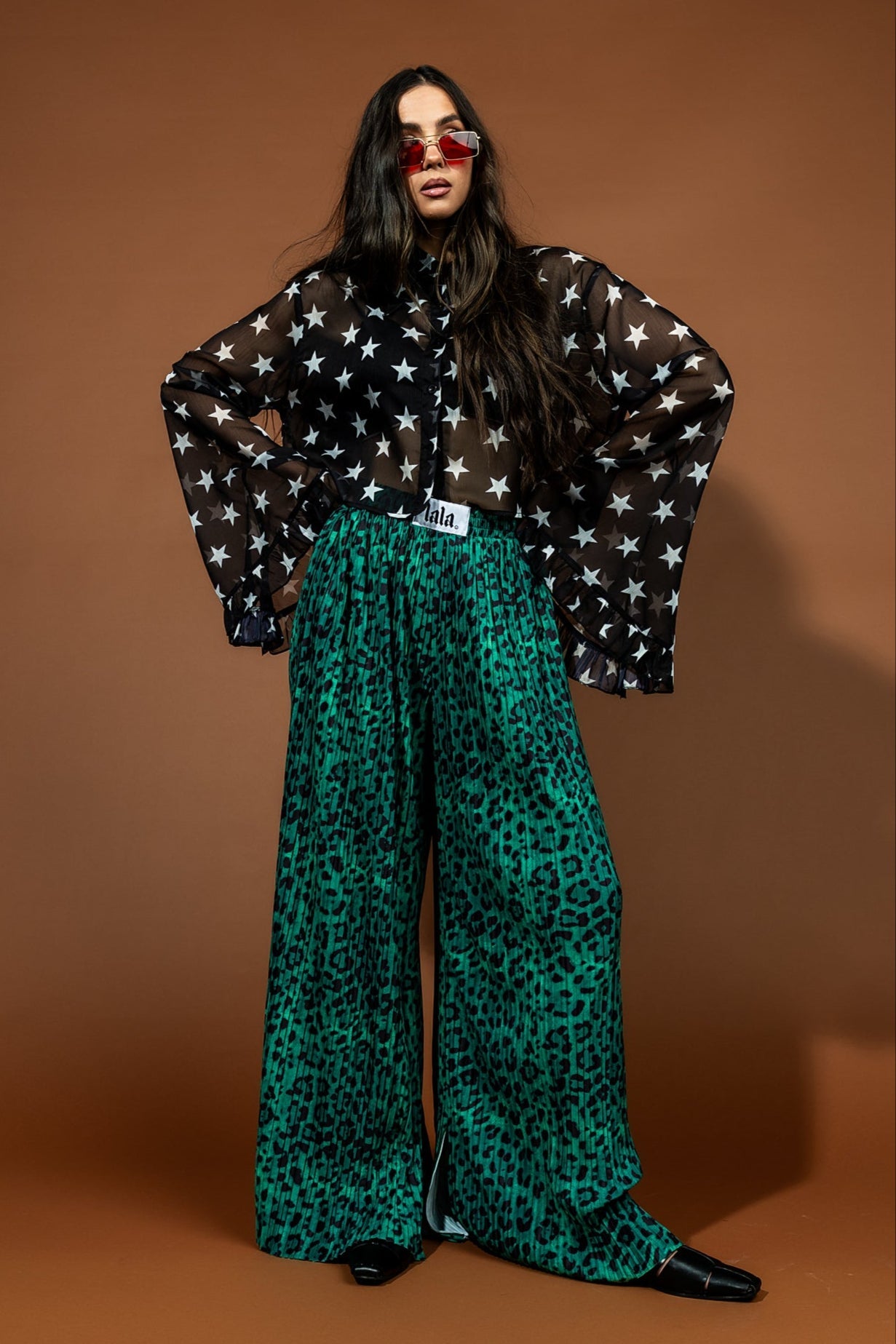 Starry Eyed and Sleep Deprived Cropped Chiffon Button Up - Dressed in Lala