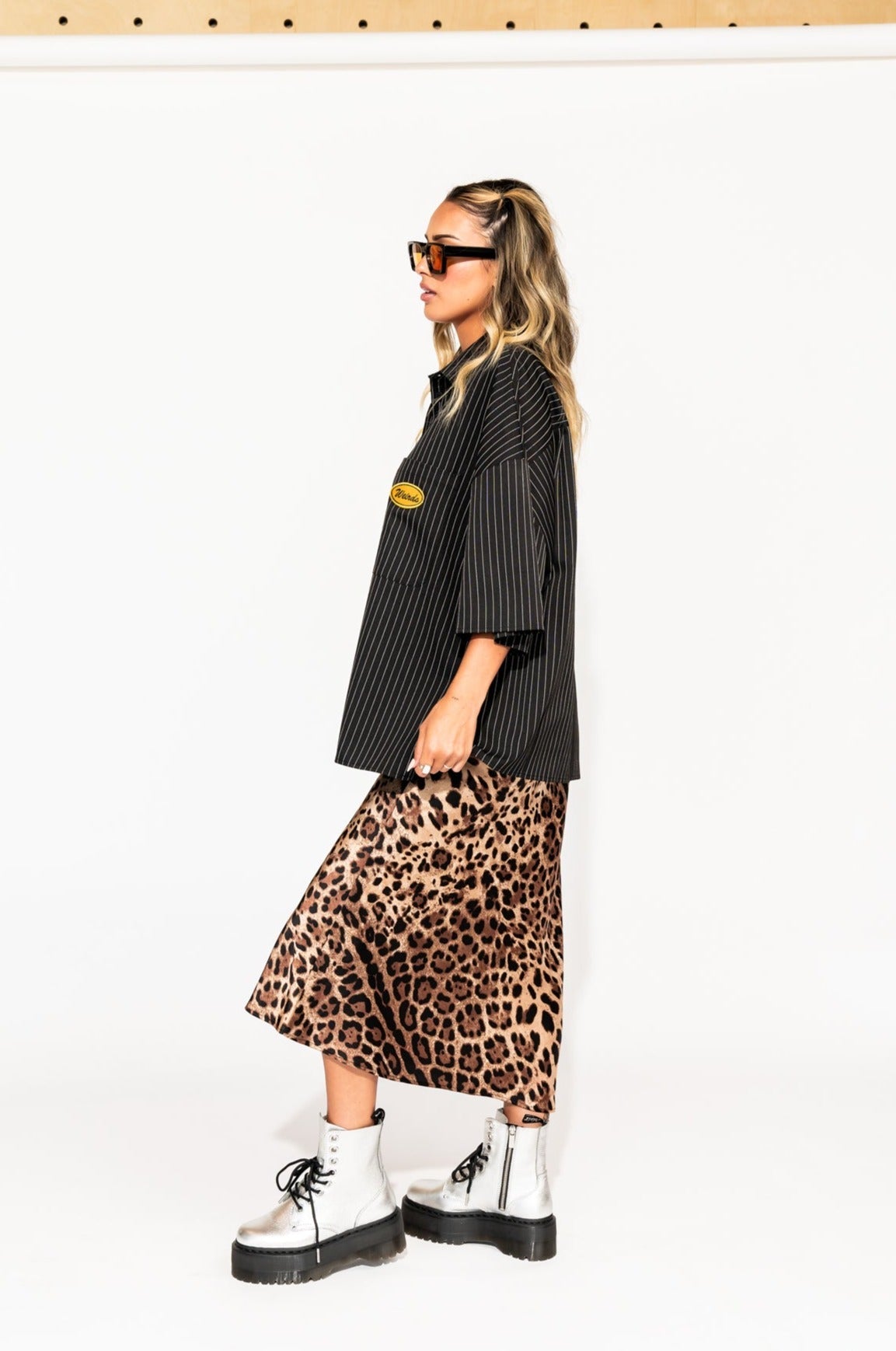 Supernova Bias Satin Skirt in Leopard - Dressed in Lala