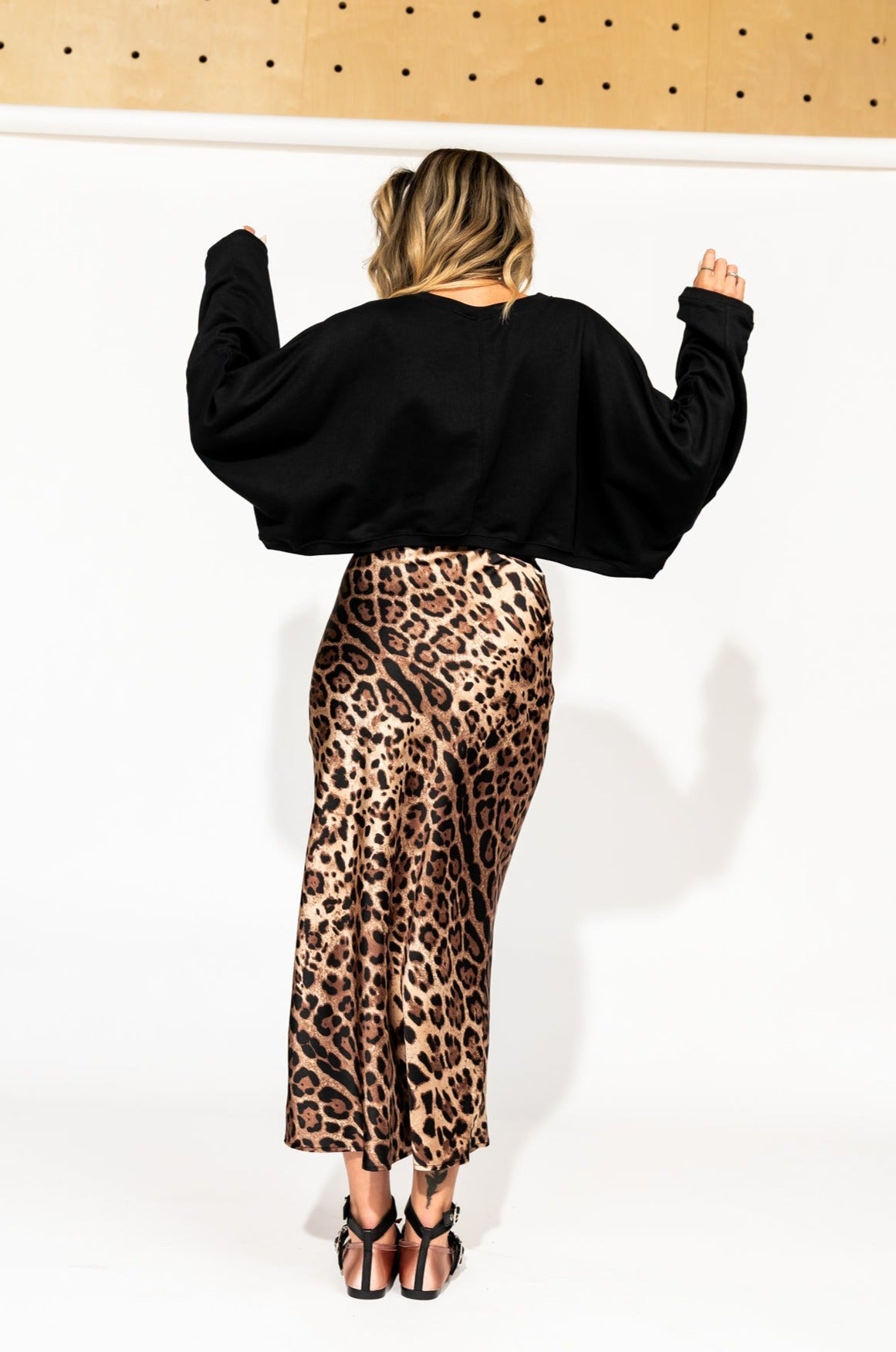 Supernova Bias Satin Skirt in Leopard - Dressed in Lala