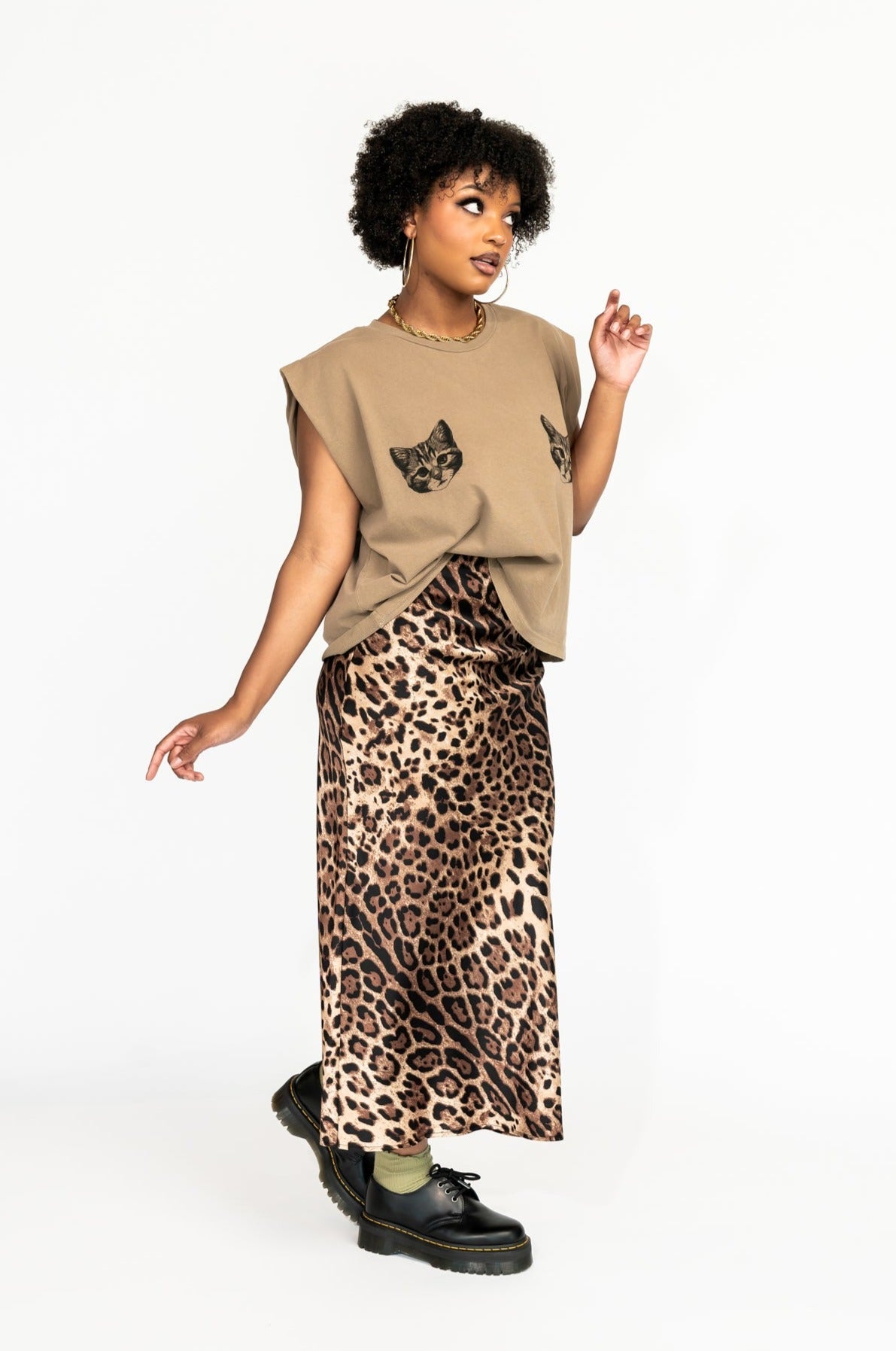 Supernova Bias Satin Skirt in Leopard - Dressed in Lala