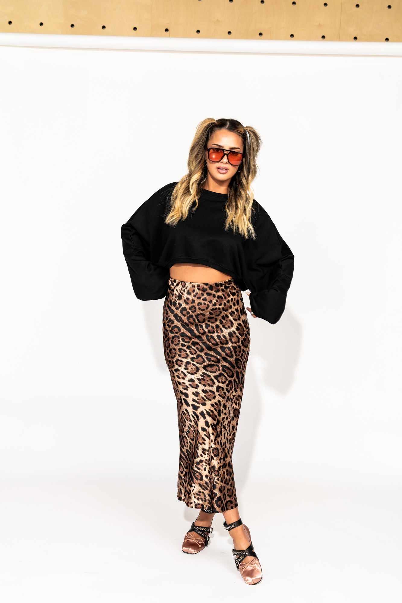 Supernova Bias Satin Skirt in Leopard - Dressed in Lala