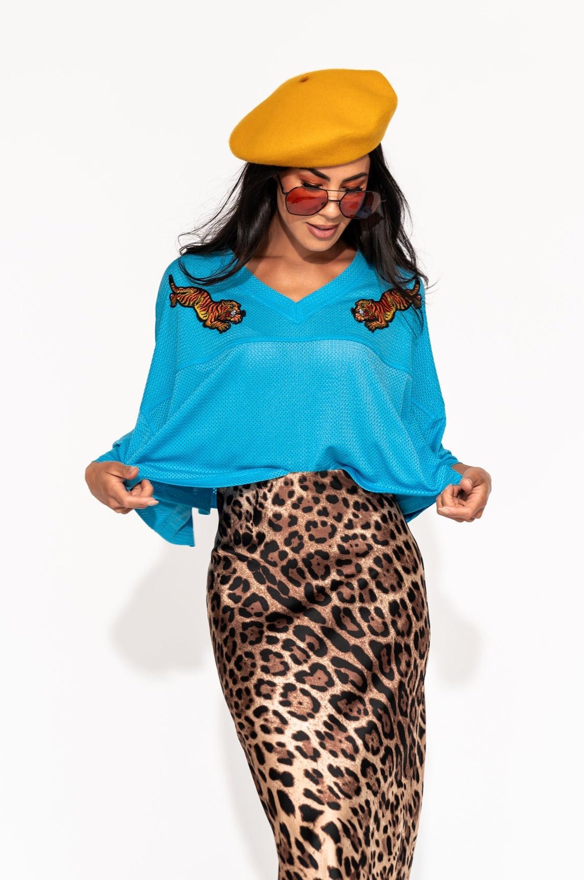 Supernova Bias Satin Skirt in Leopard - Dressed in Lala