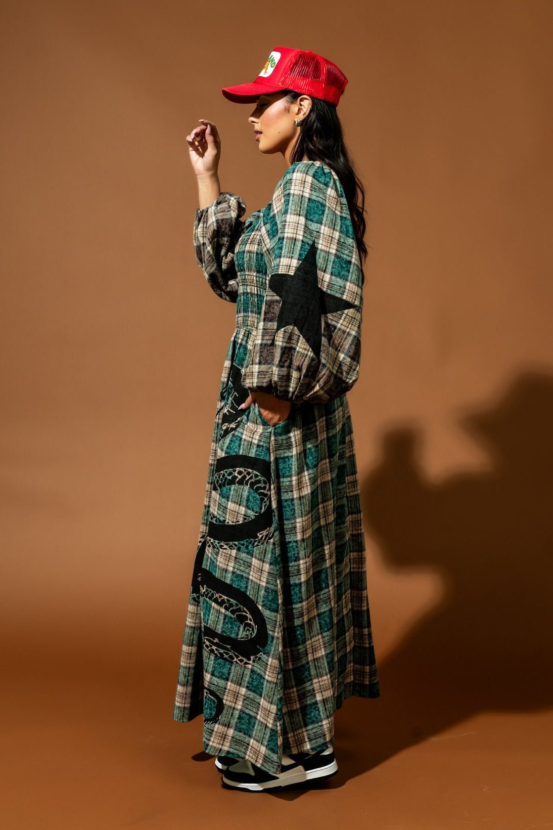 Sweet Revenge Smocked Plaid Snake Dress - Dressed in Lala