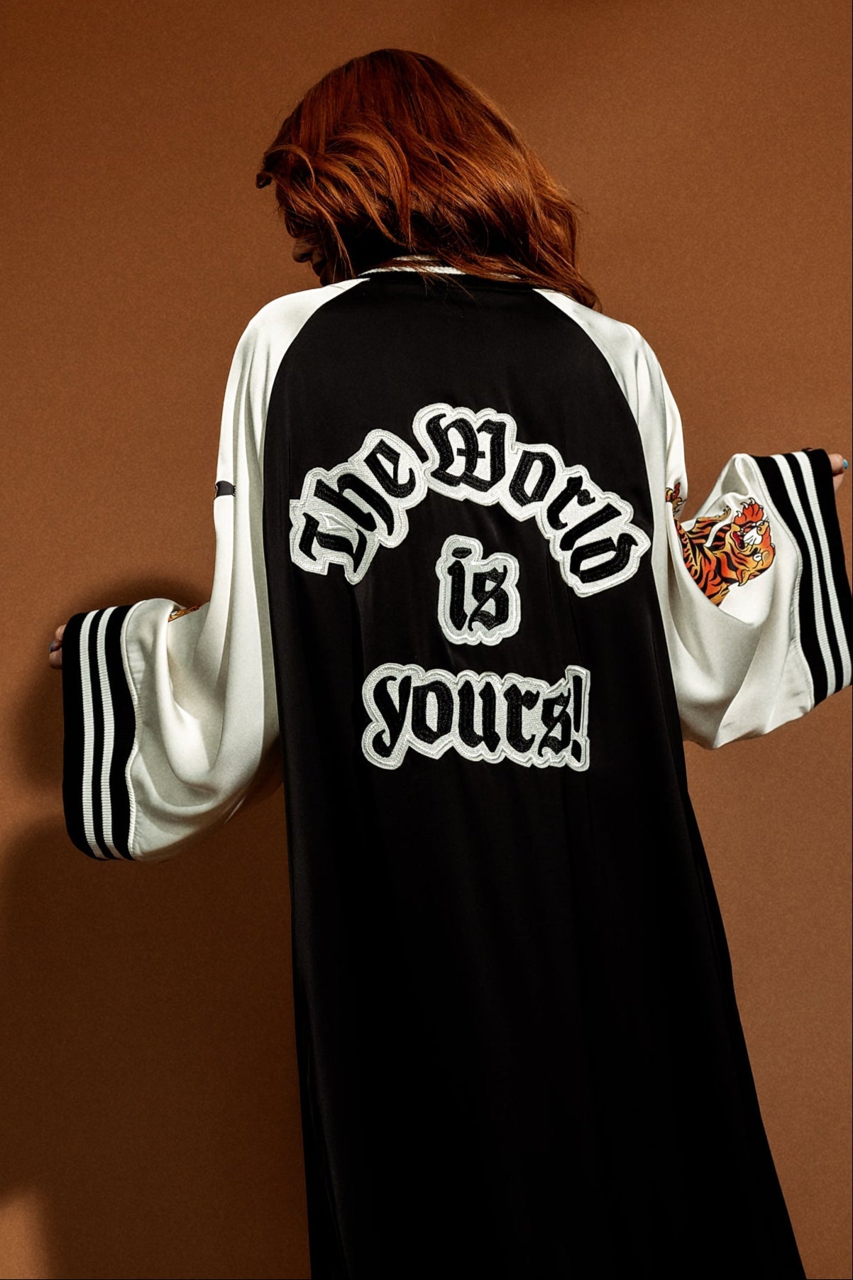 Take Up Space Kimono Bomber in Black - Dressed in Lala