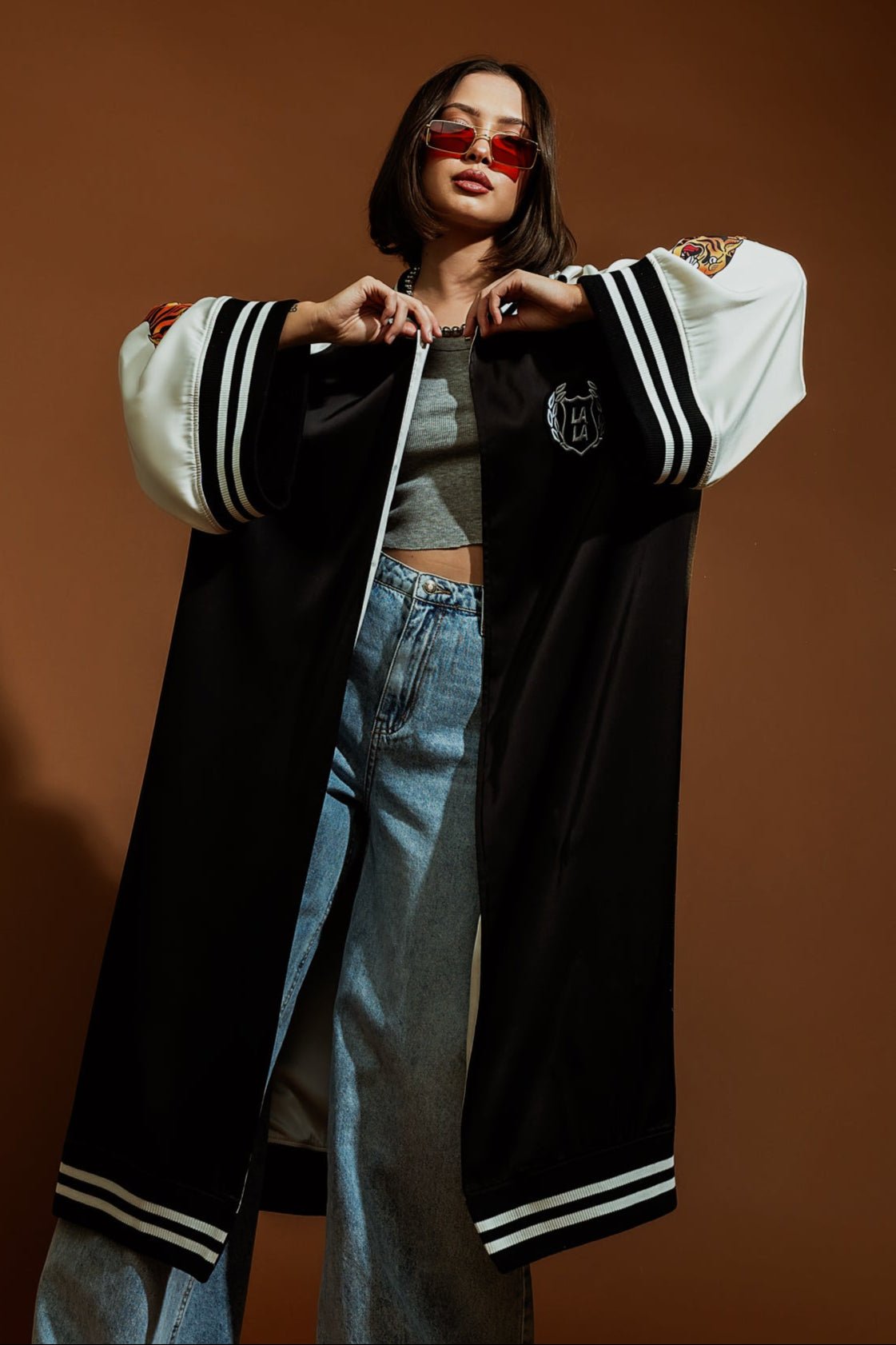 Take Up Space Kimono Bomber in Black - Dressed in Lala