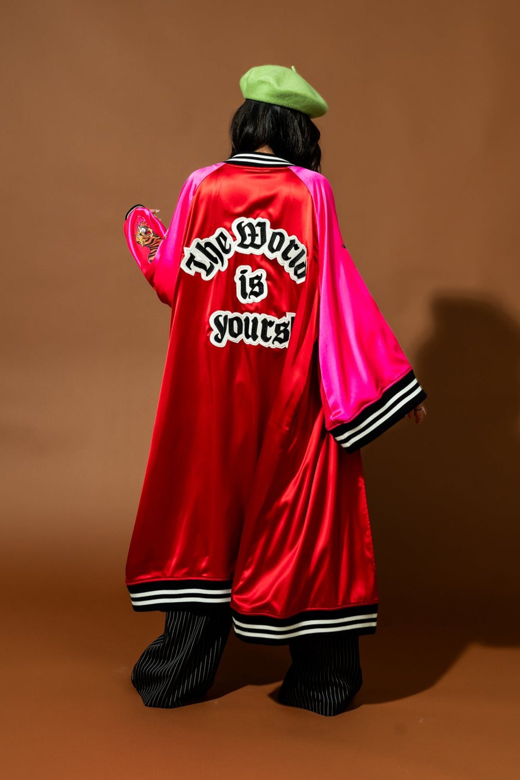 Take Up Space Kimono Bomber in Red + Pink - Dressed in Lala