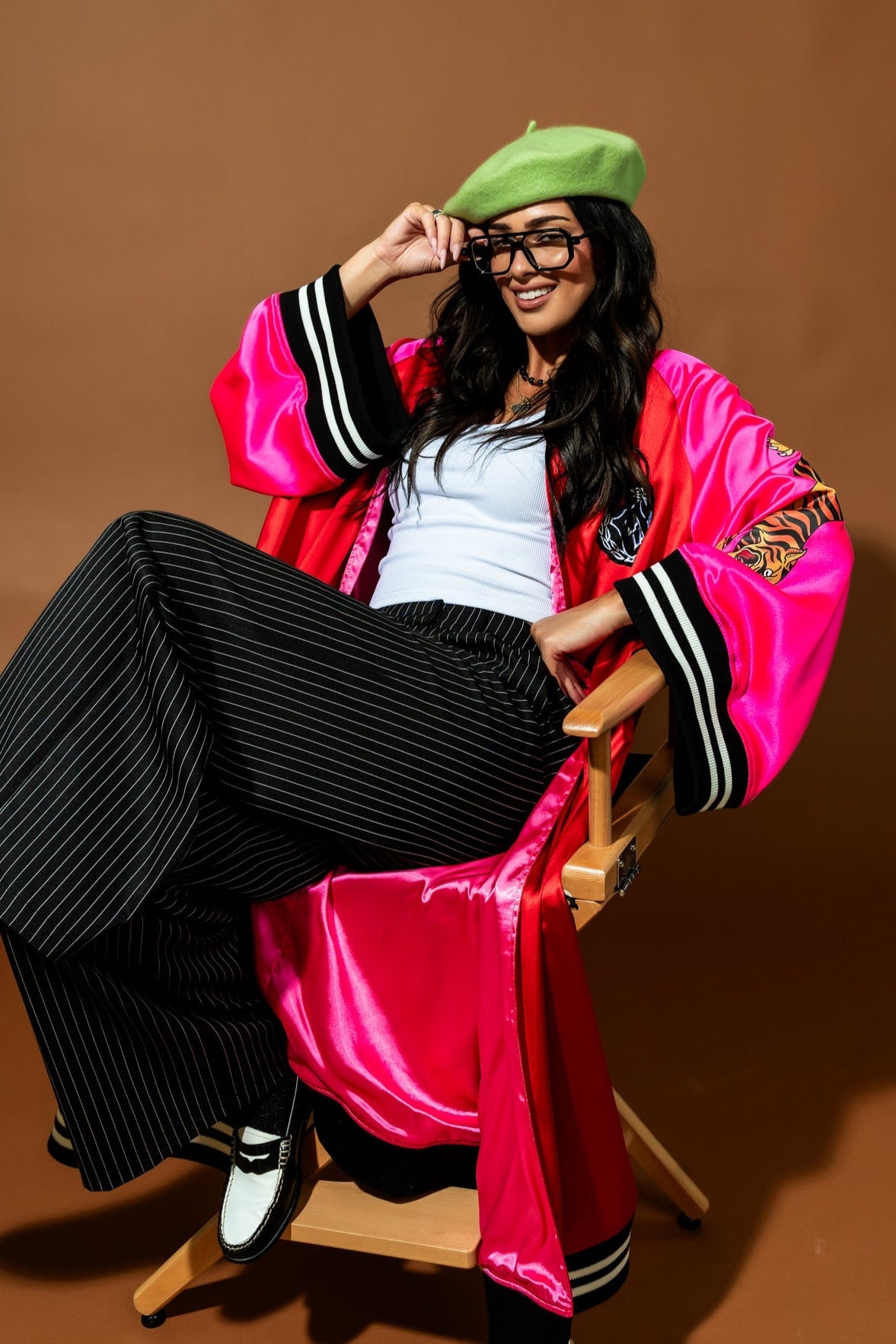 Take Up Space Kimono Bomber in Red + Pink - Dressed in Lala