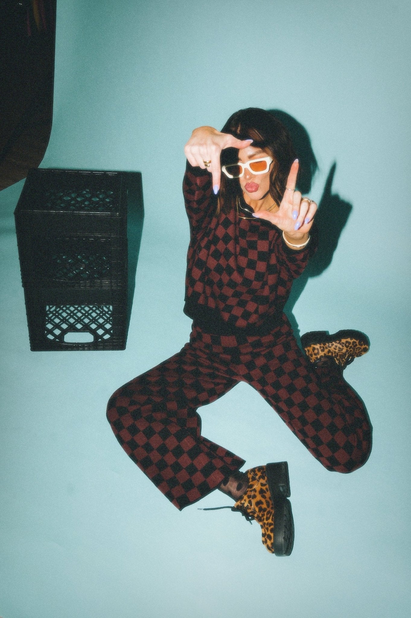 Take Your Power Back Checkerboard Knit Set in Black + Mocha - Dressed in Lala