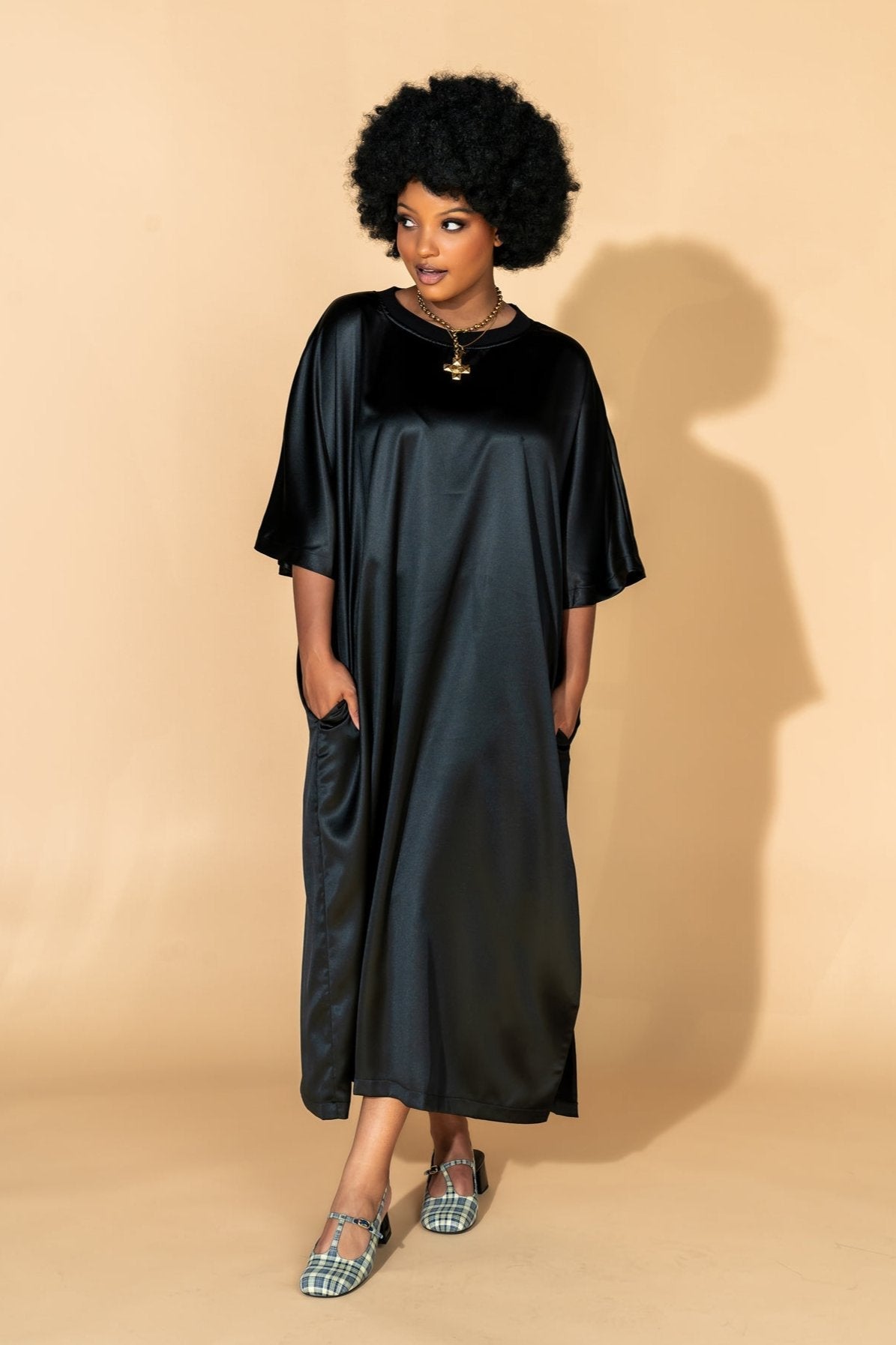 The Moon Says Hi Satin T-Shirt Dress - Dressed in Lala
