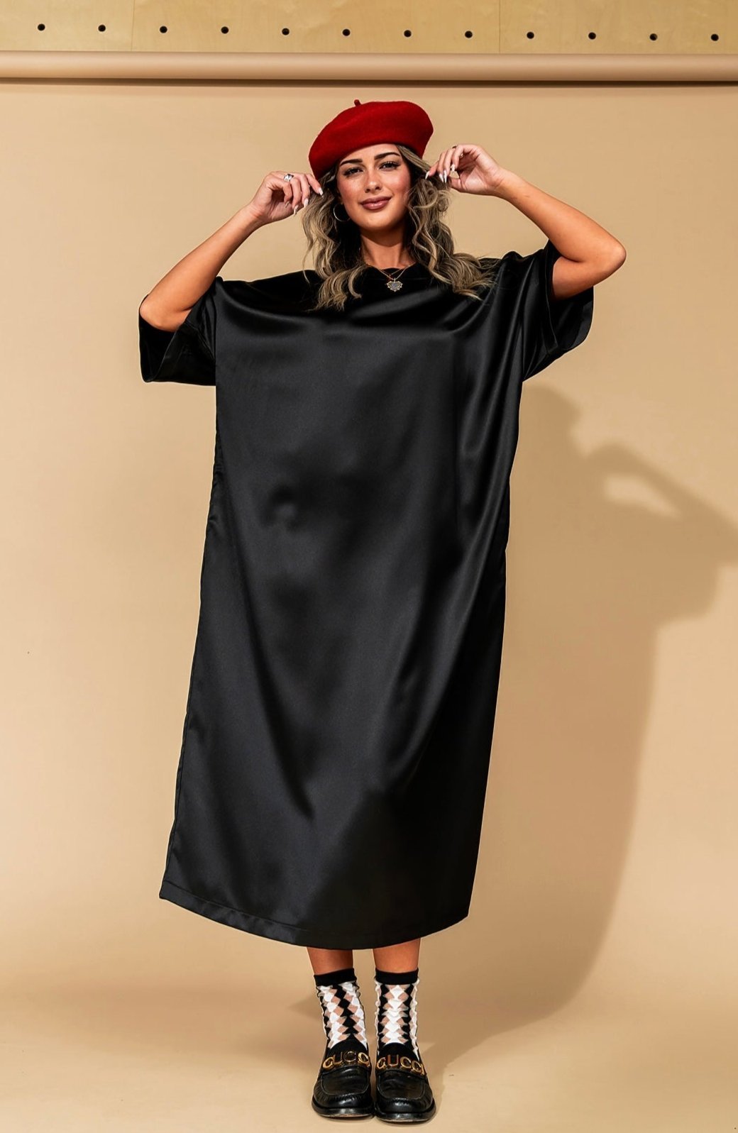 The Moon Says Hi Satin T-Shirt Dress - Dressed in Lala