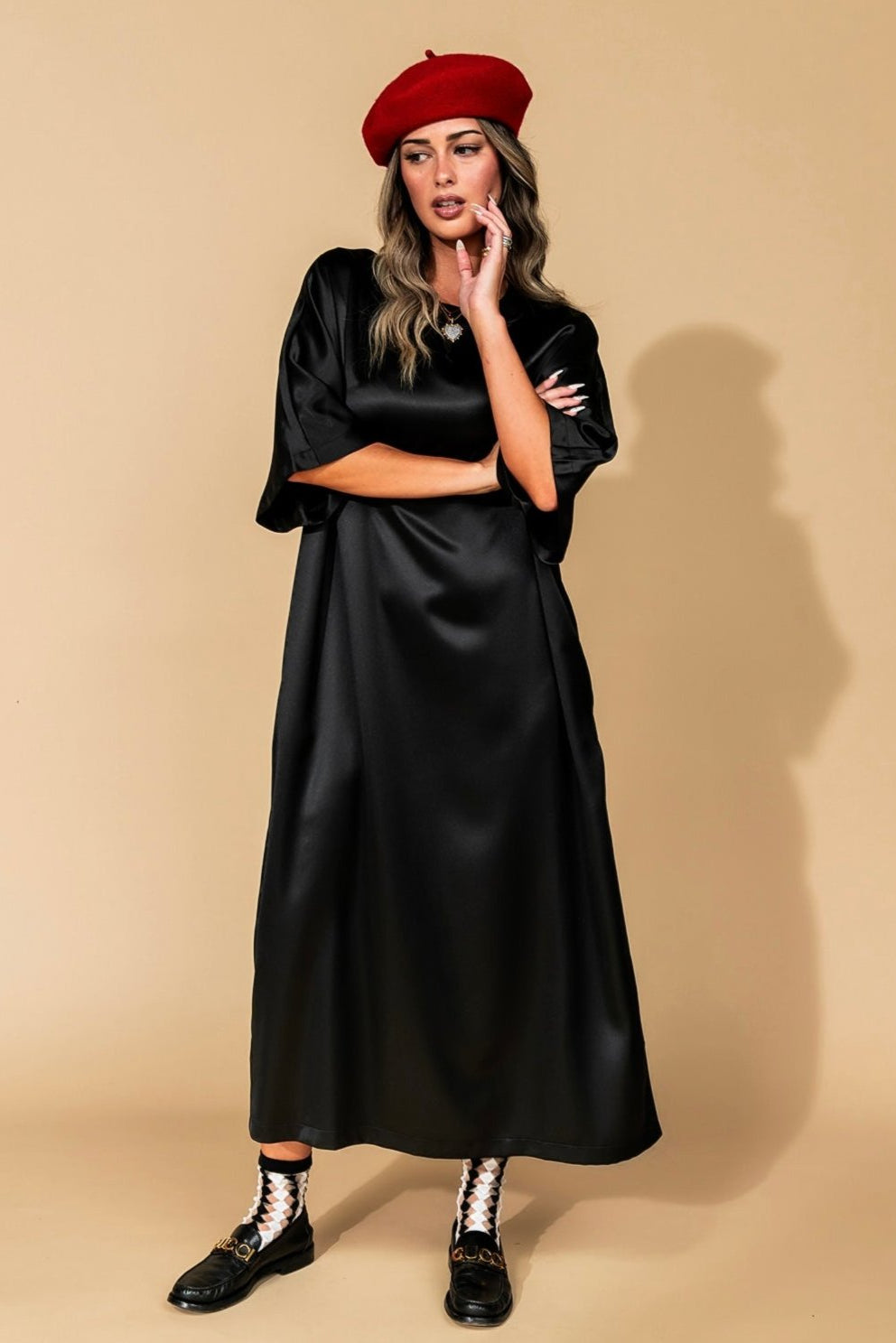 The Moon Says Hi Satin T-Shirt Dress - Dressed in Lala