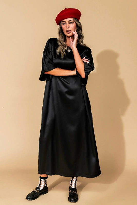 The Moon Says Hi Satin T-Shirt Dress - Dressed in Lala