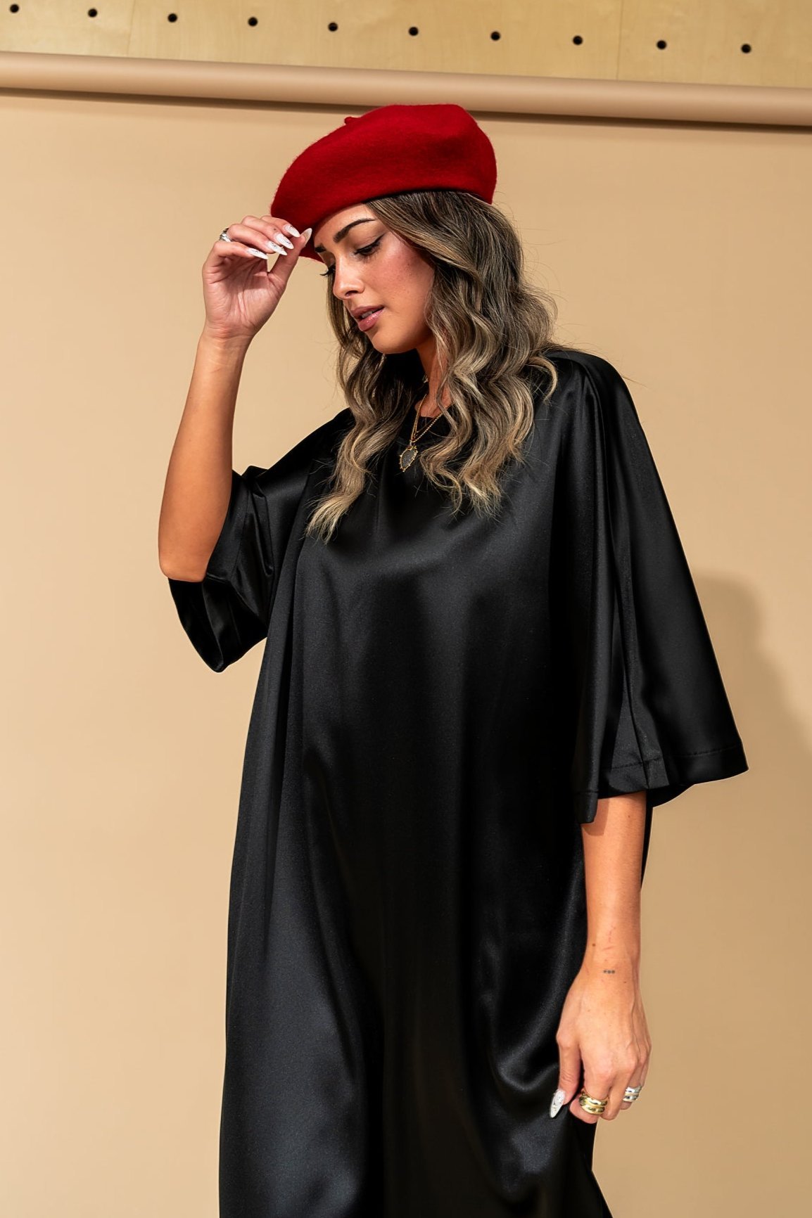 The Moon Says Hi Satin T-Shirt Dress - Dressed in Lala