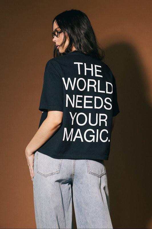 The World Needs Your Magic Crop Tee in Black - Dressed in Lala