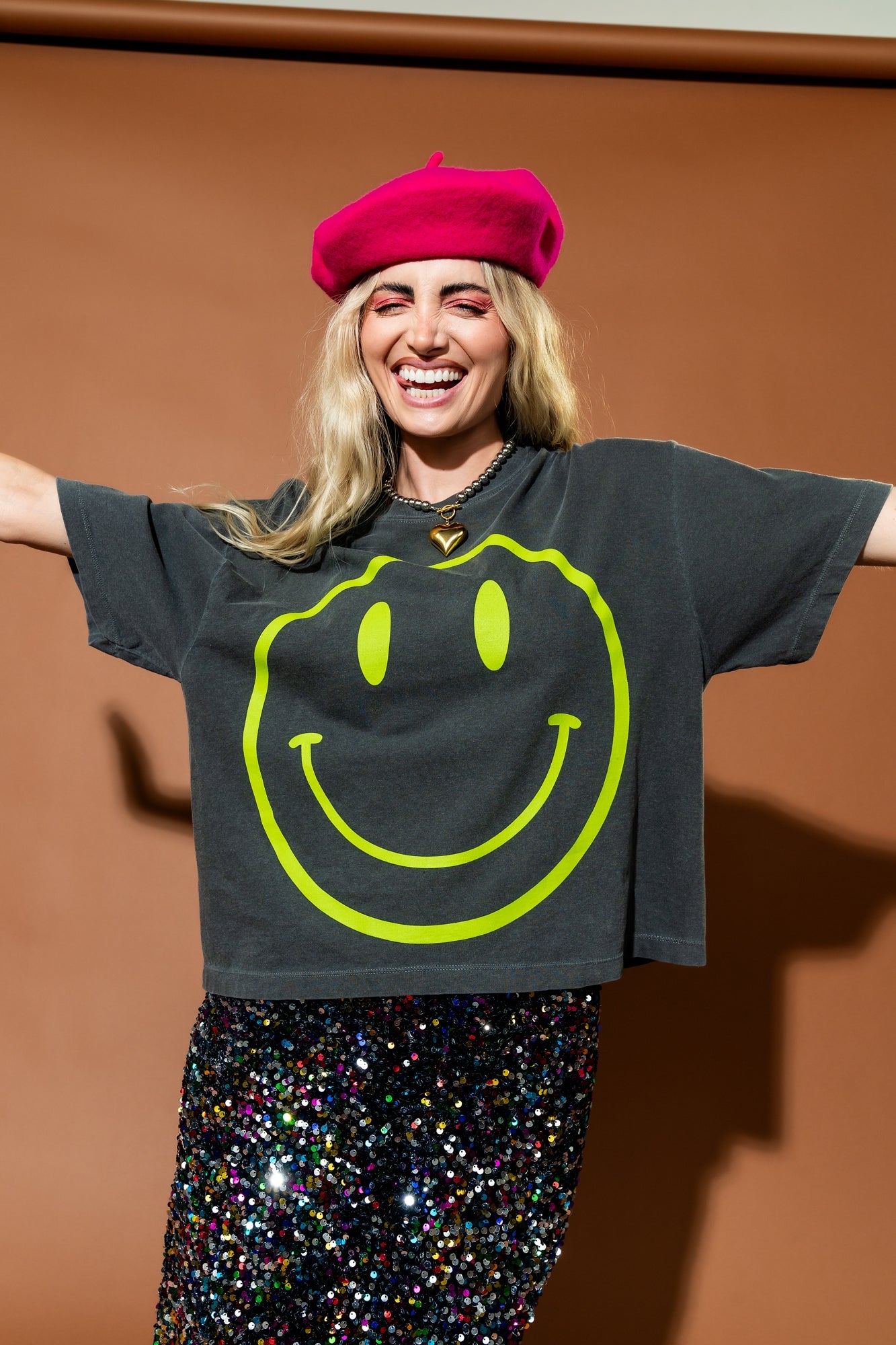 The World Needs Your Magic Crop Tee in Vintage Charcoal + Neon - Dressed in Lala