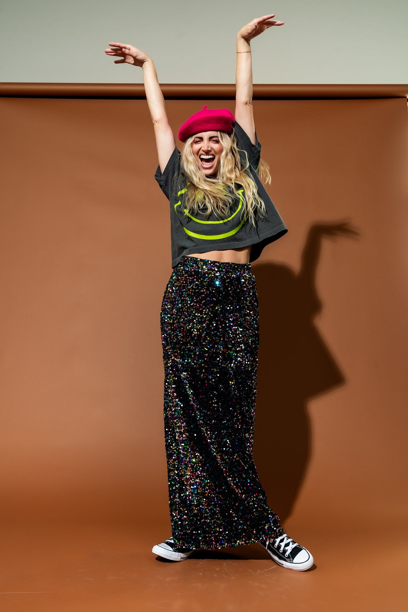 The World Needs Your Magic Crop Tee in Vintage Charcoal + Neon - Dressed in Lala