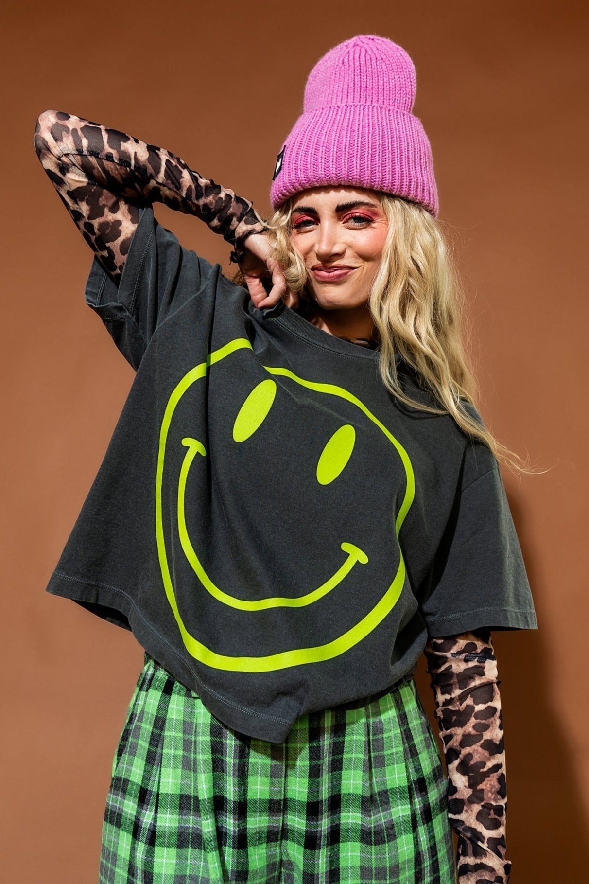 The World Needs Your Magic Crop Tee in Vintage Charcoal + Neon - Dressed in Lala