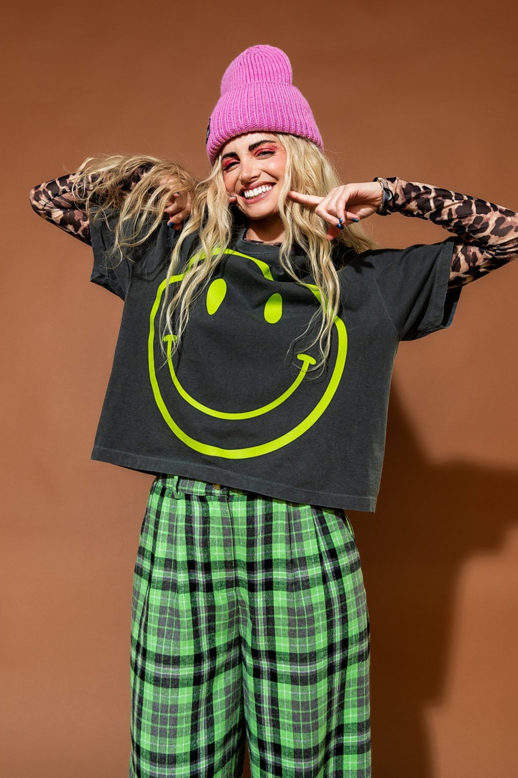 The World Needs Your Magic Crop Tee in Vintage Charcoal + Neon - Dressed in Lala