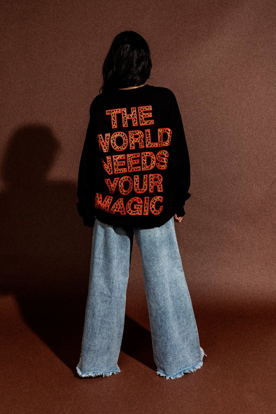 The World Needs Your Magic Oversized Pullover in Black + Leopard - Dressed in Lala