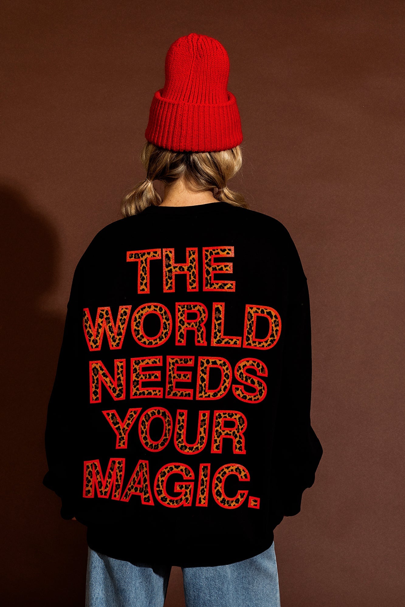 The World Needs Your Magic Oversized Pullover in Black + Leopard - Dressed in Lala