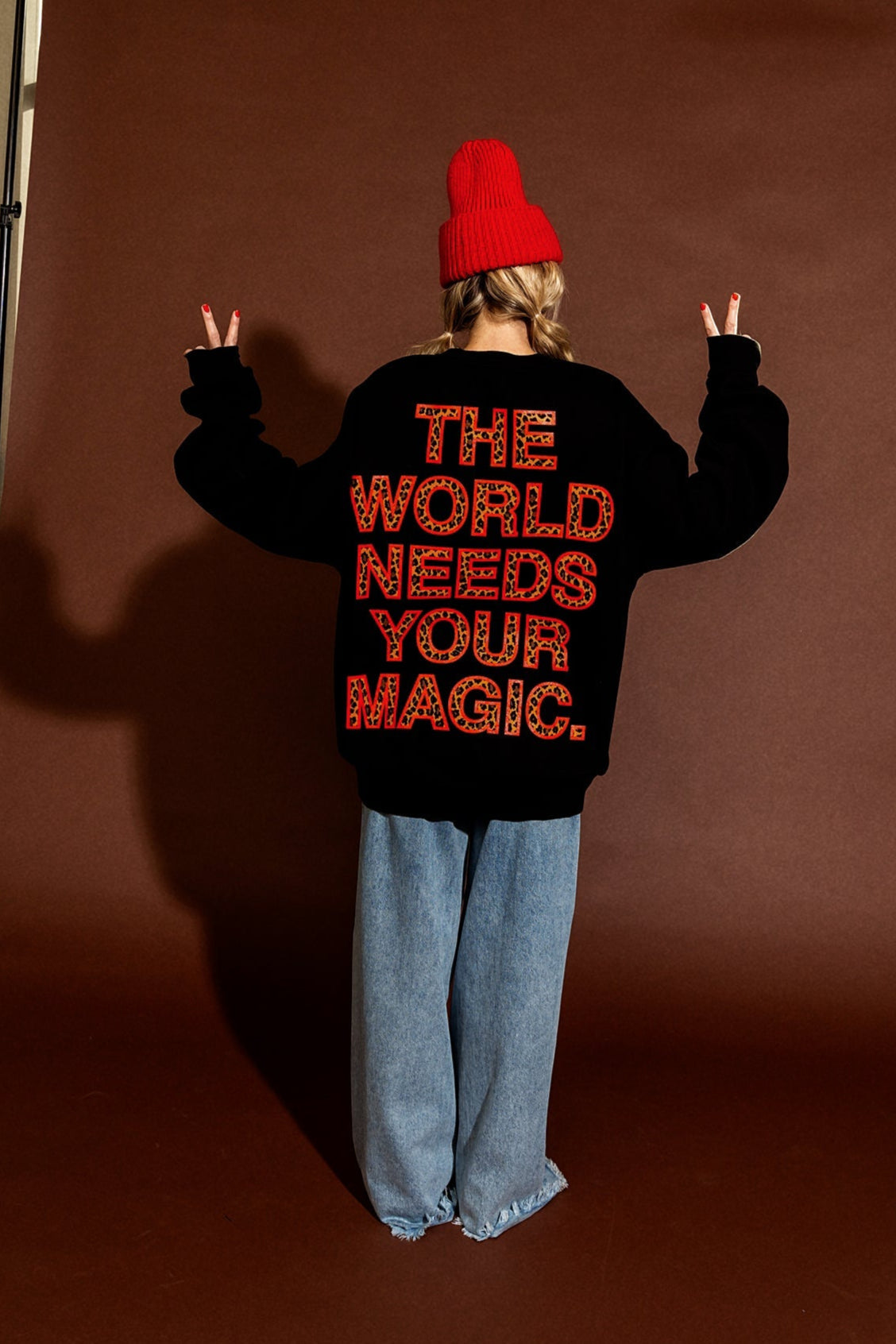 The World Needs Your Magic Oversized Pullover in Black + Leopard - Dressed in Lala