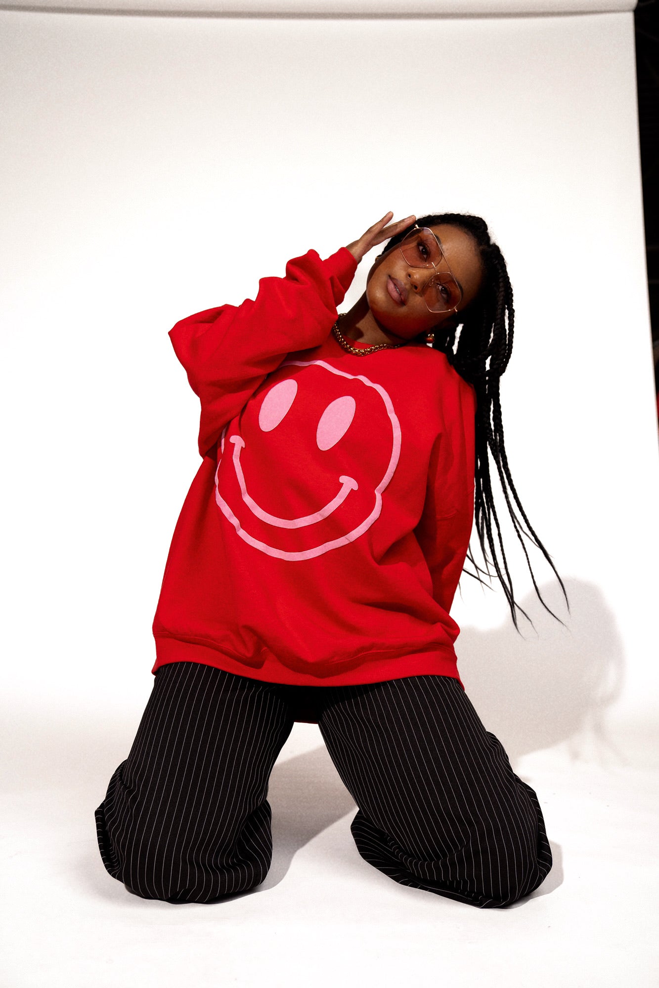 The World Needs Your Magic Oversized Pullover in Red + Pink - Dressed in Lala