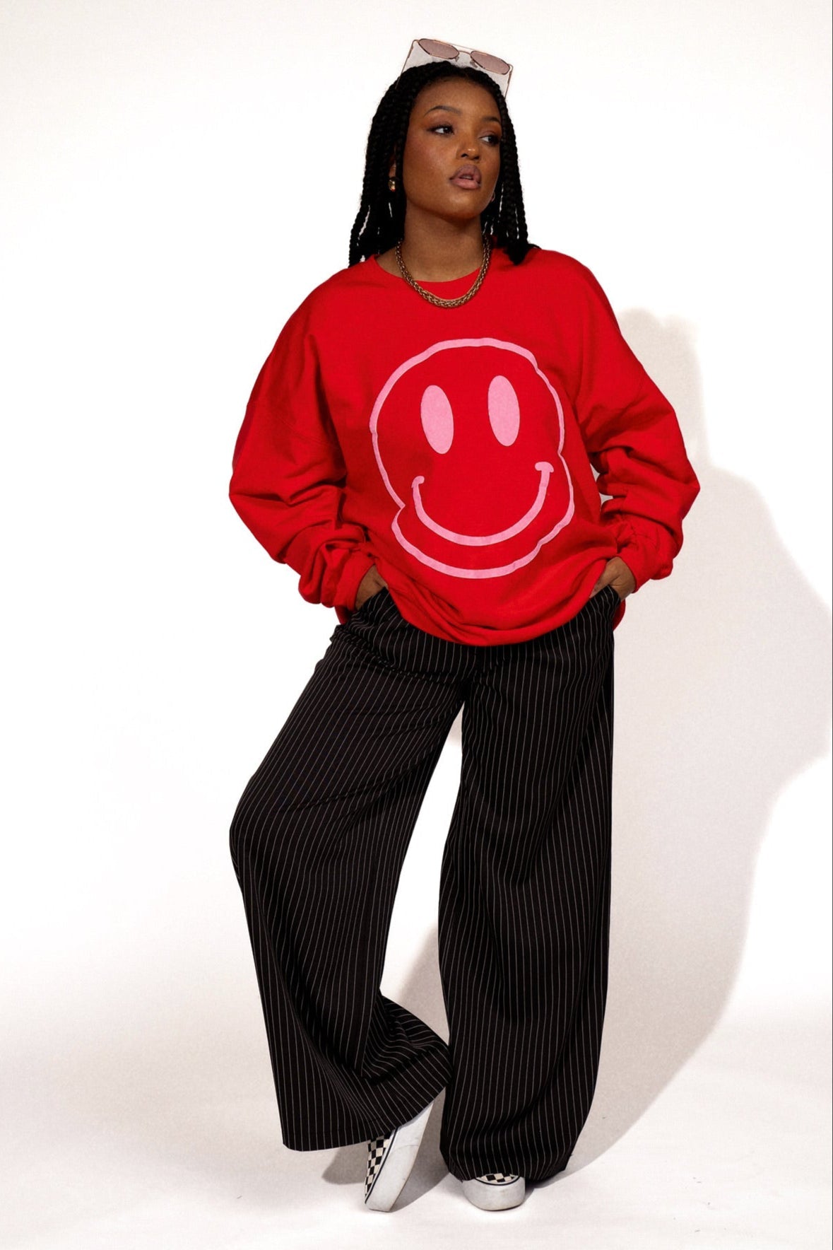 The World Needs Your Magic Oversized Pullover in Red + Pink - Dressed in Lala