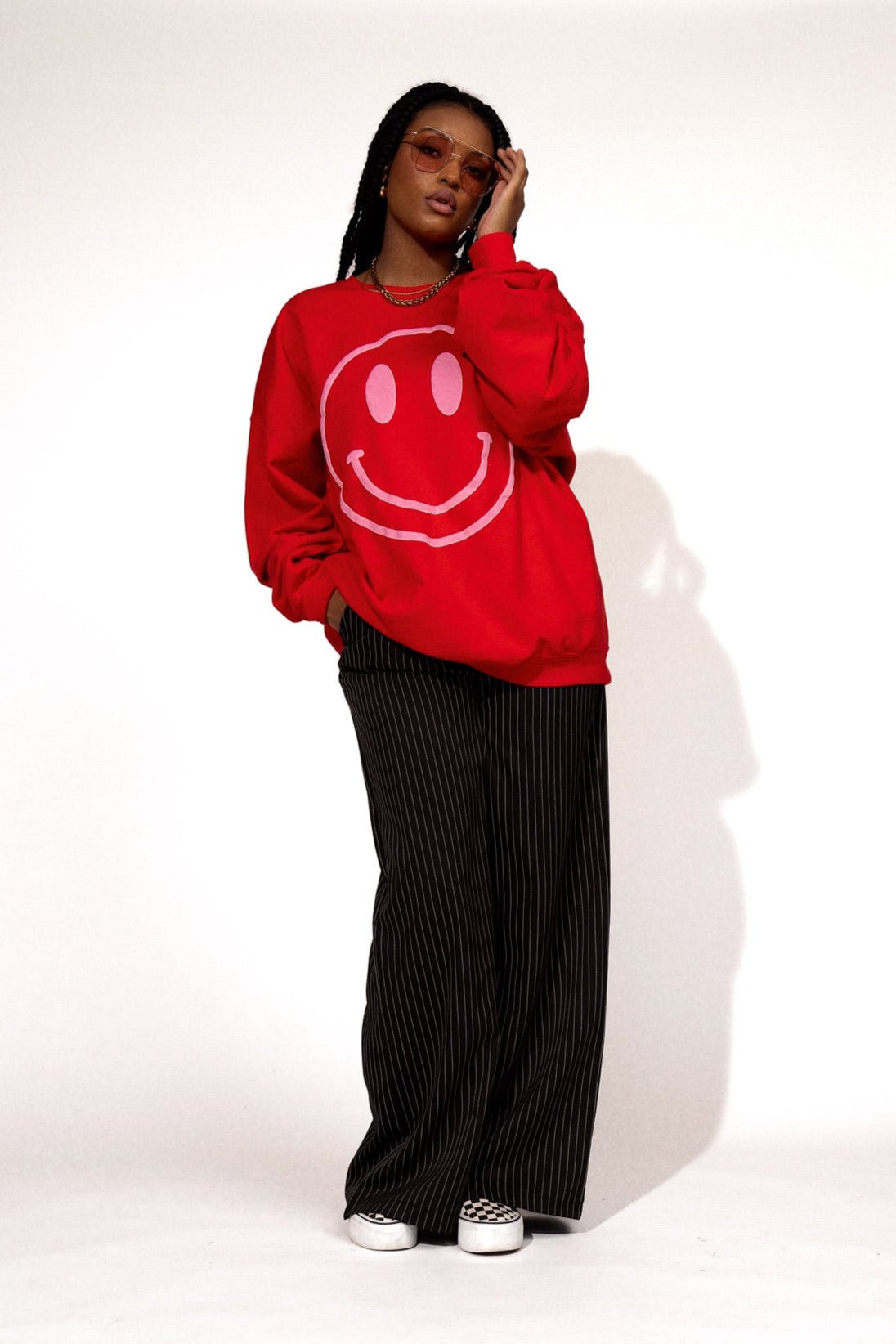 The World Needs Your Magic Oversized Pullover in Red + Pink - Dressed in Lala