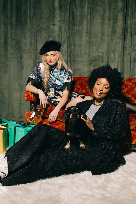 To The Disco Sparkle Boyfriend Blazer in Midnight - Dressed in Lala